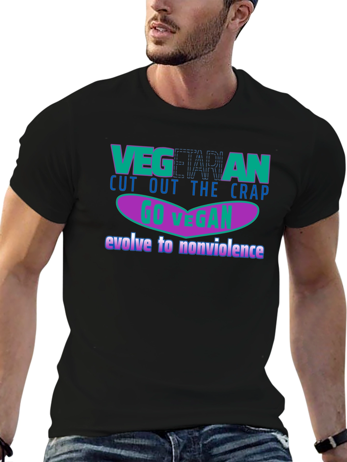 Black Vegan Lifestyle Graphic T-Shirt view 6