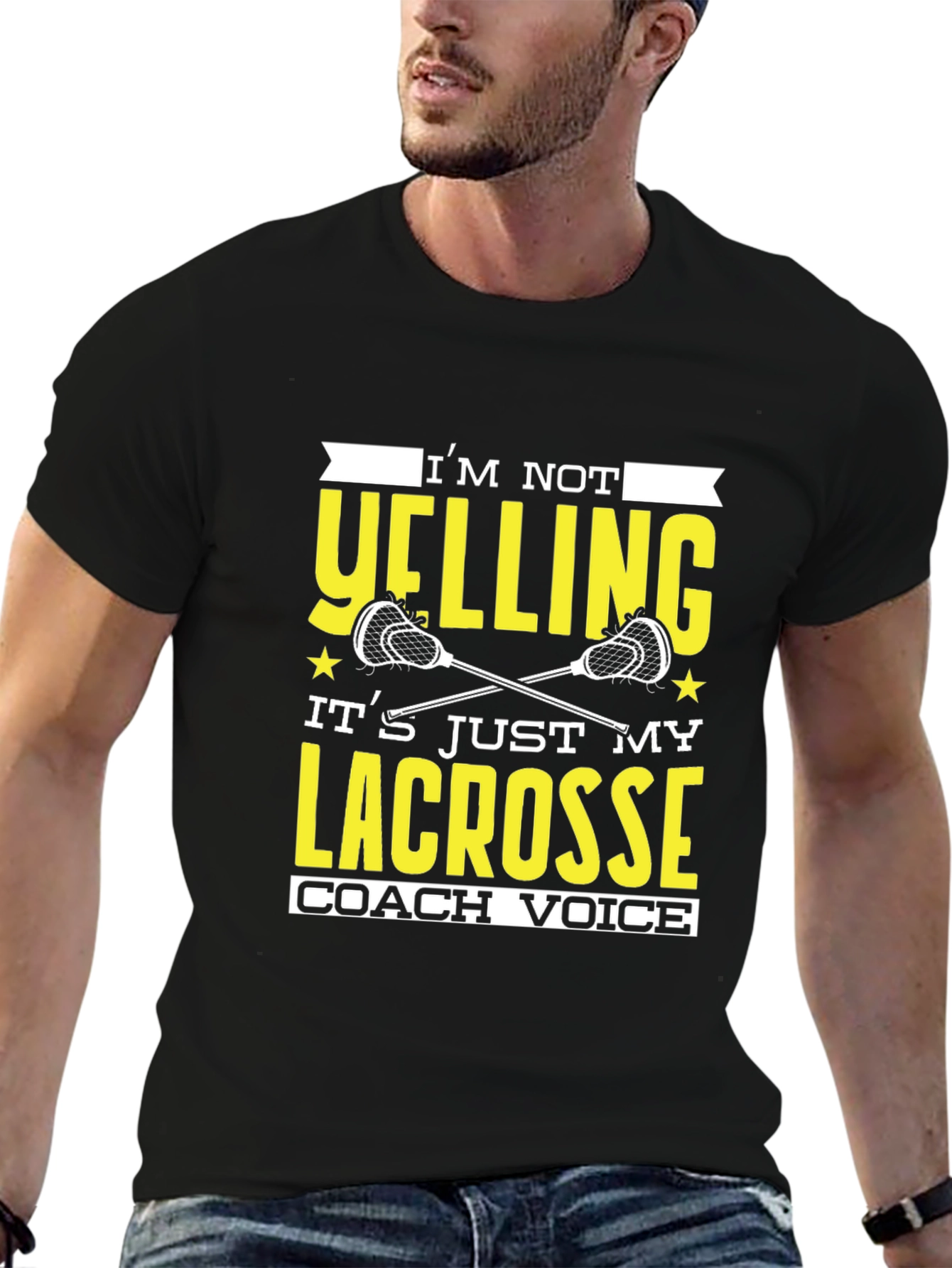 Black Lacrosse Coach Novelty Graphic T-Shirt view 6