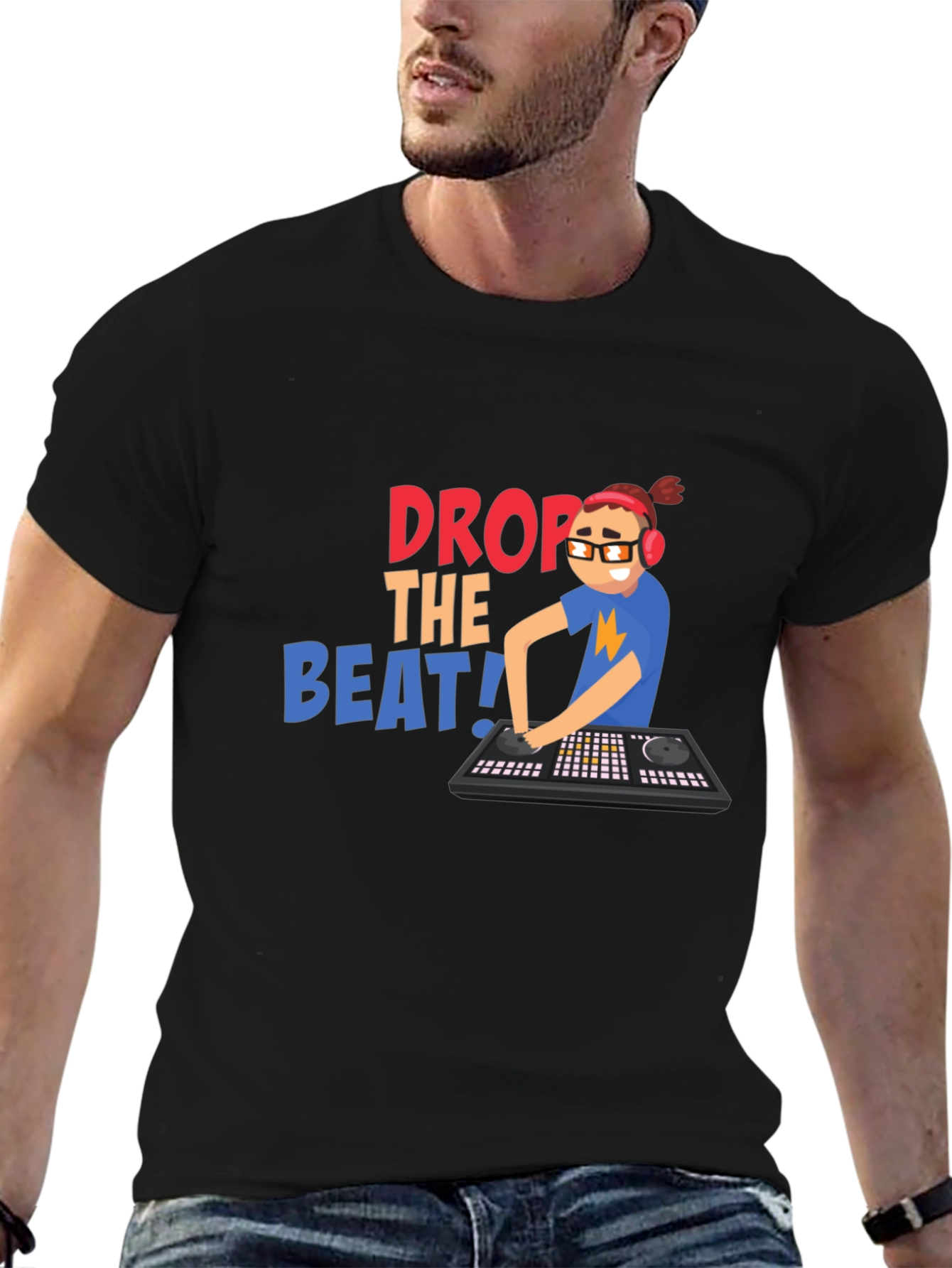 Black Drop the Beat T-Shirt - DJ Graphic Tee view 6