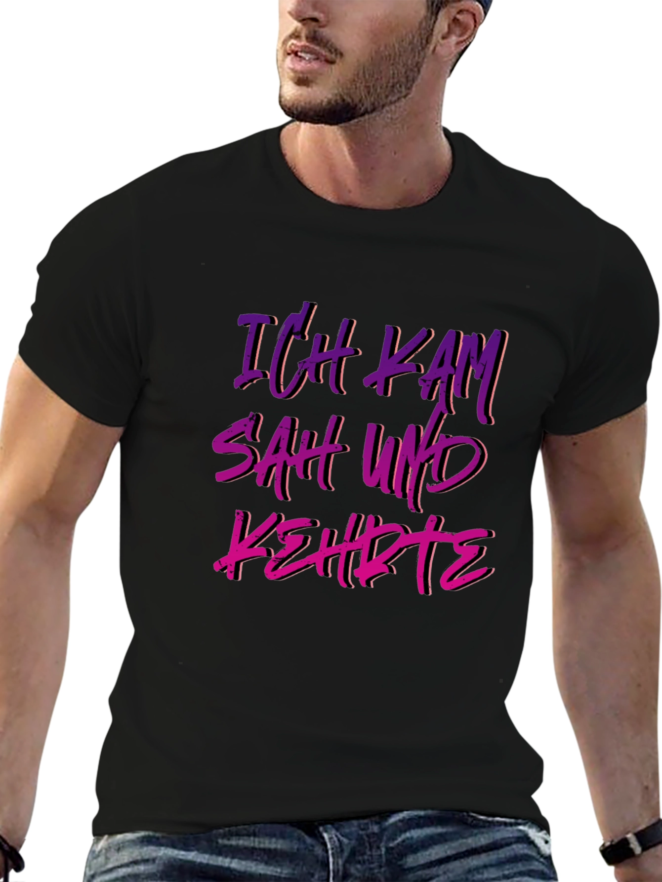 Black Ich Kam Sah Und Kehrte T-Shirt - German Slogan view 6