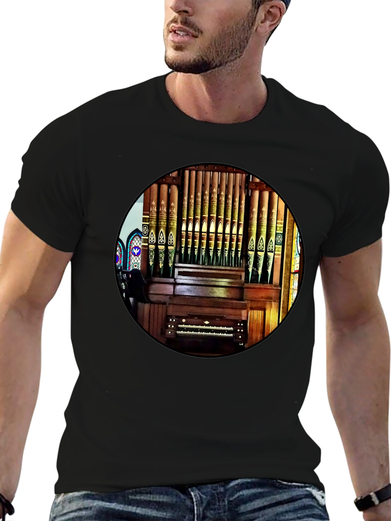 Black Vintage Organ T-Shirt view 6