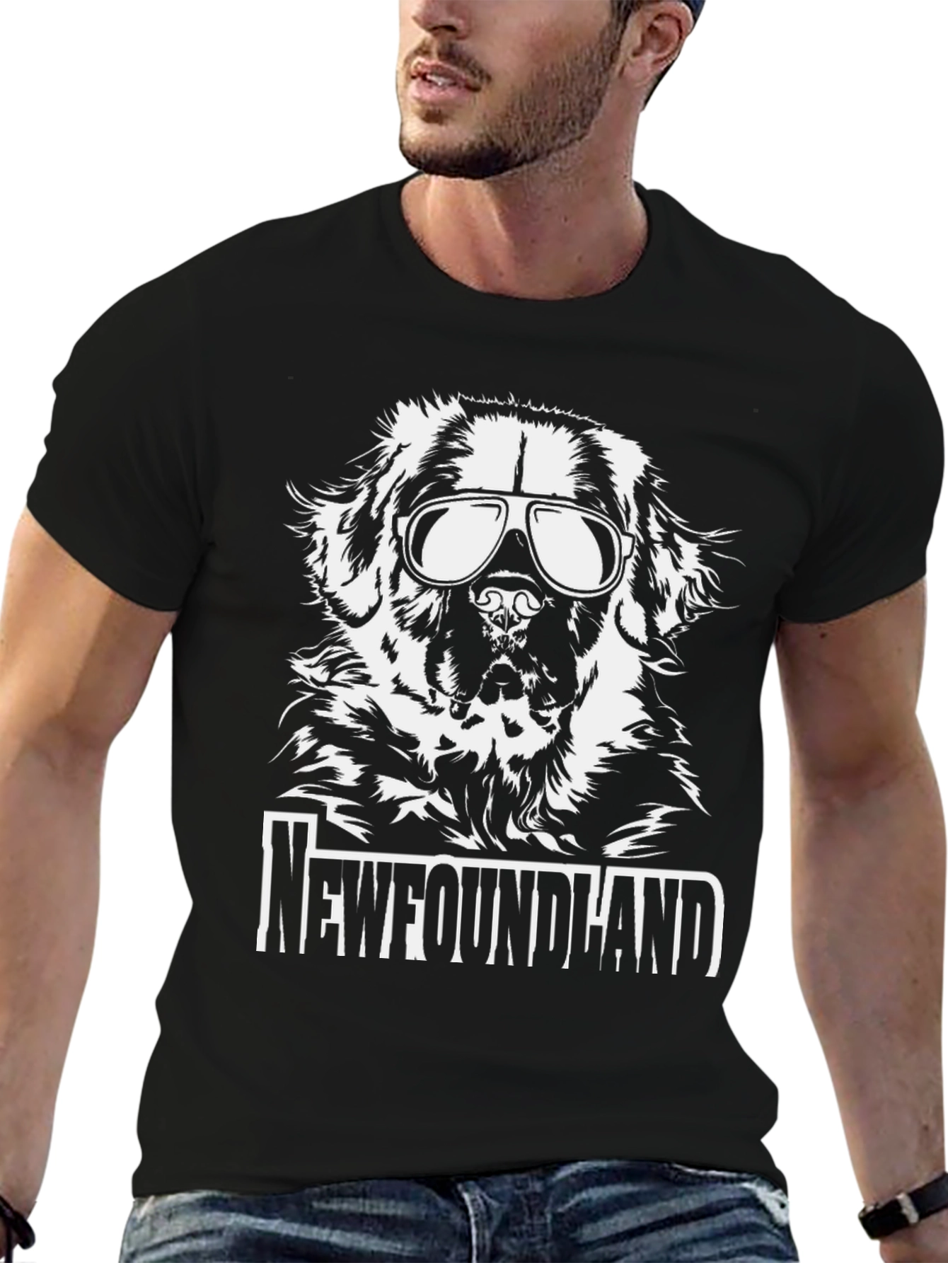 Newfoundland Dog Sunglasses Graphic Tee - 6