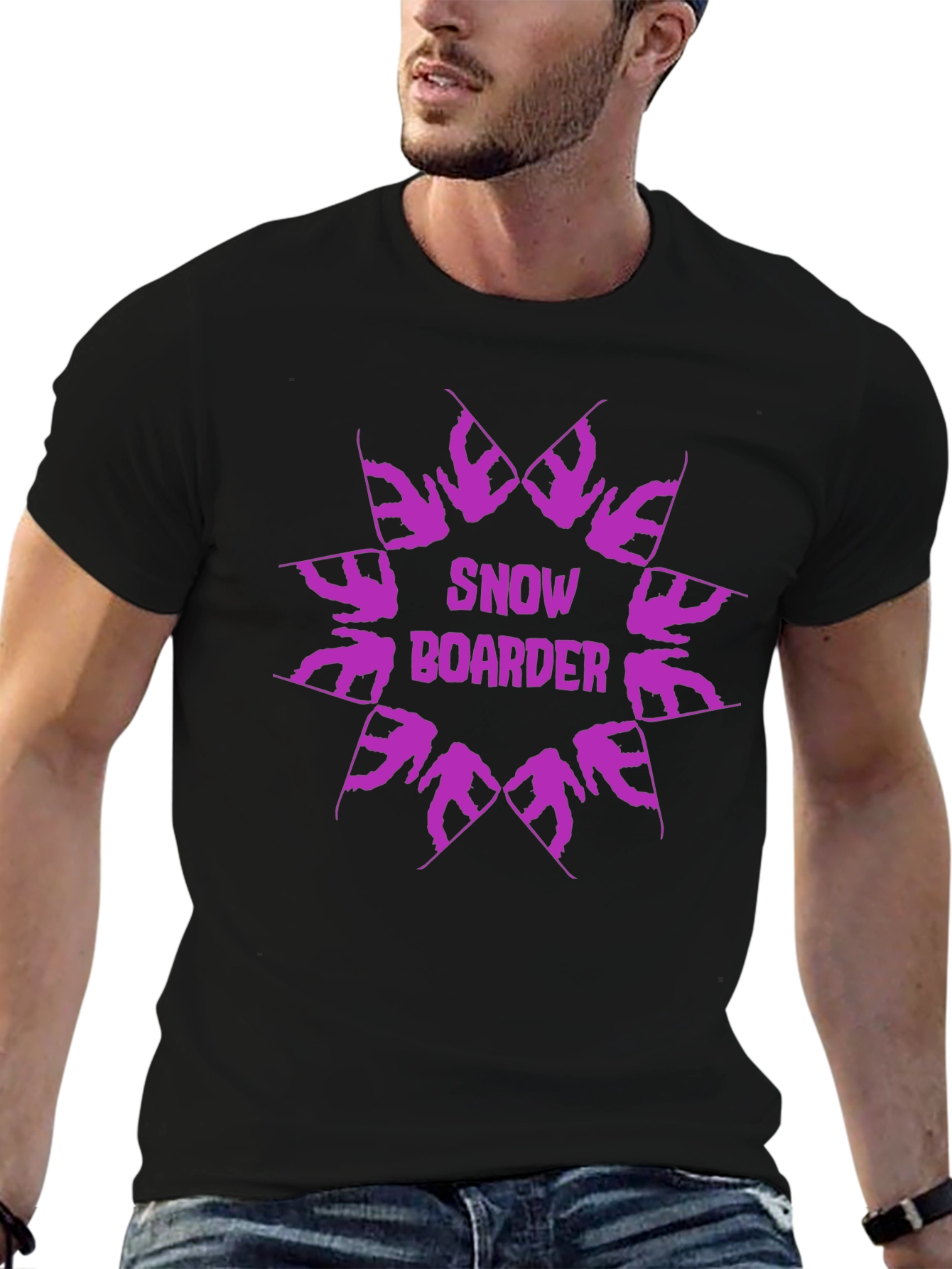 Black Snowboarder Graphic Tee - Cool Winter Sports Design view 6