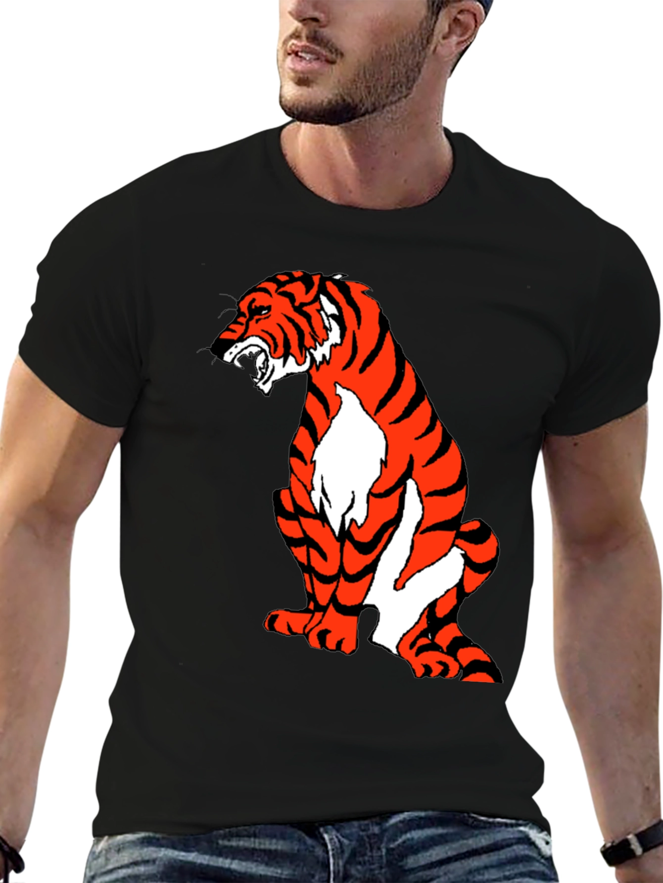Black Tiger Graphic Black T-Shirt view 6