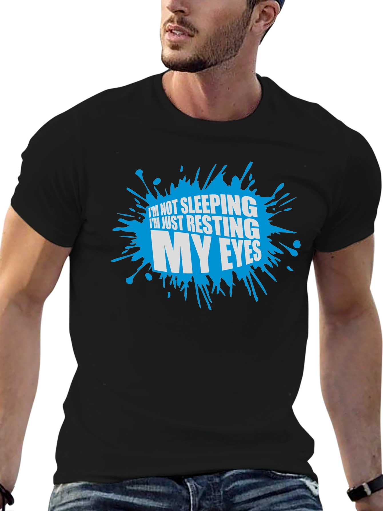 Black Resting My Eyes Graphic T-Shirt - Funny Sleep Humor Tee view 6