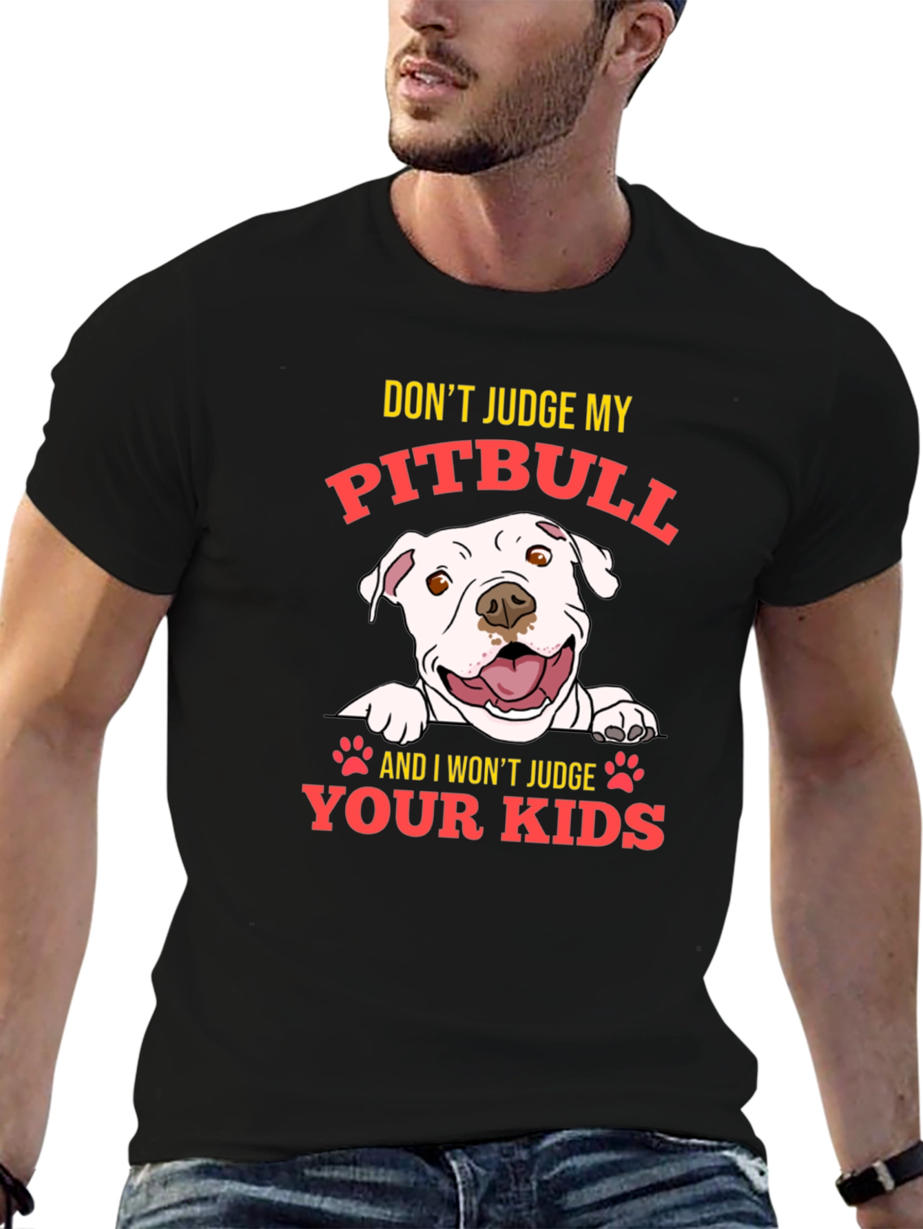Black Pitbull Lover Graphic T-Shirt view 6