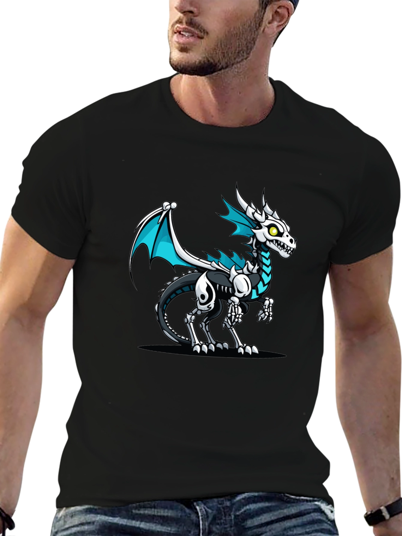 Black Dragon Skeleton Graphic Tee - Black view 6