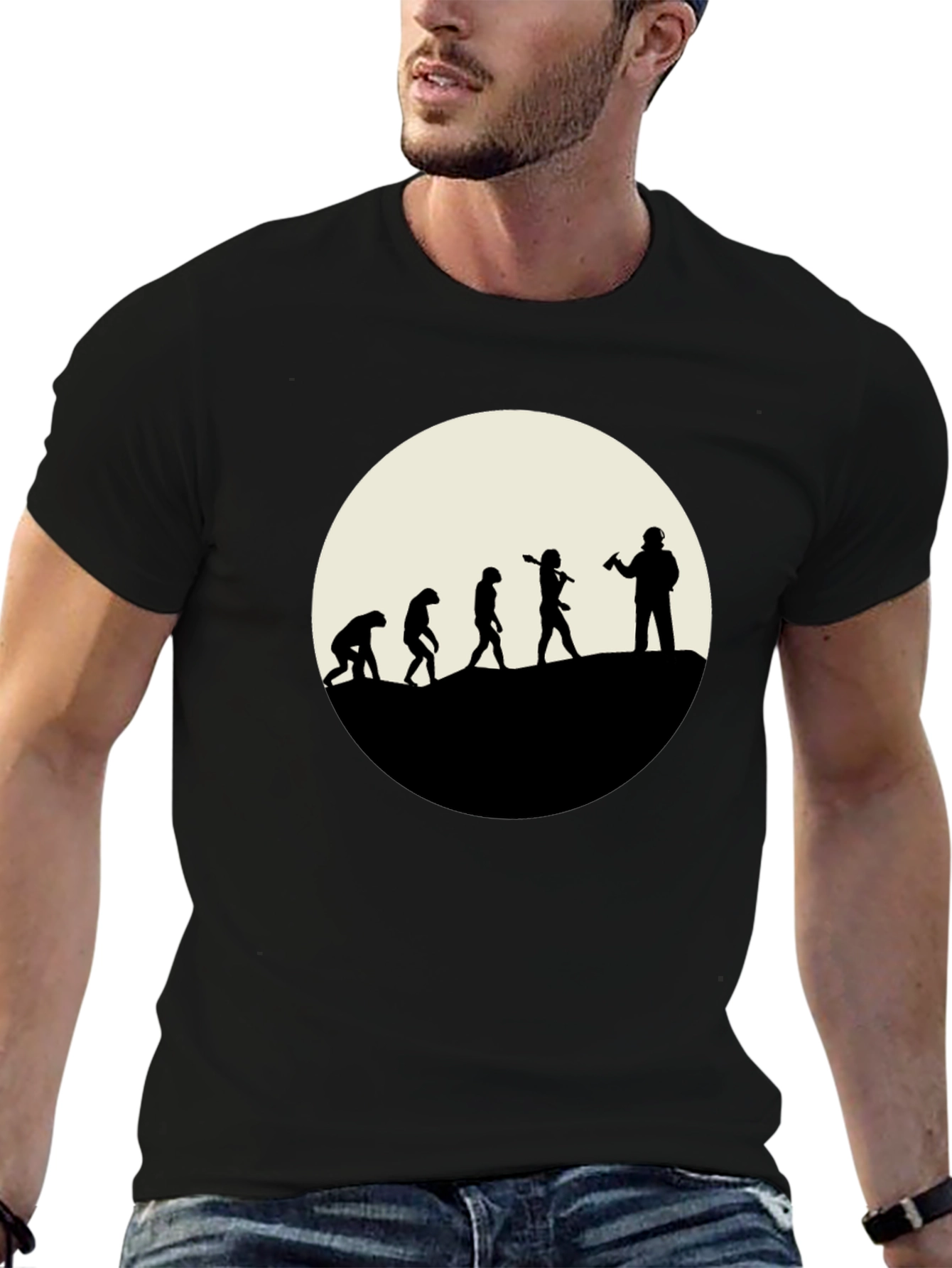 Black Evolution of the Beer Drinker - Black T-Shirt view 6