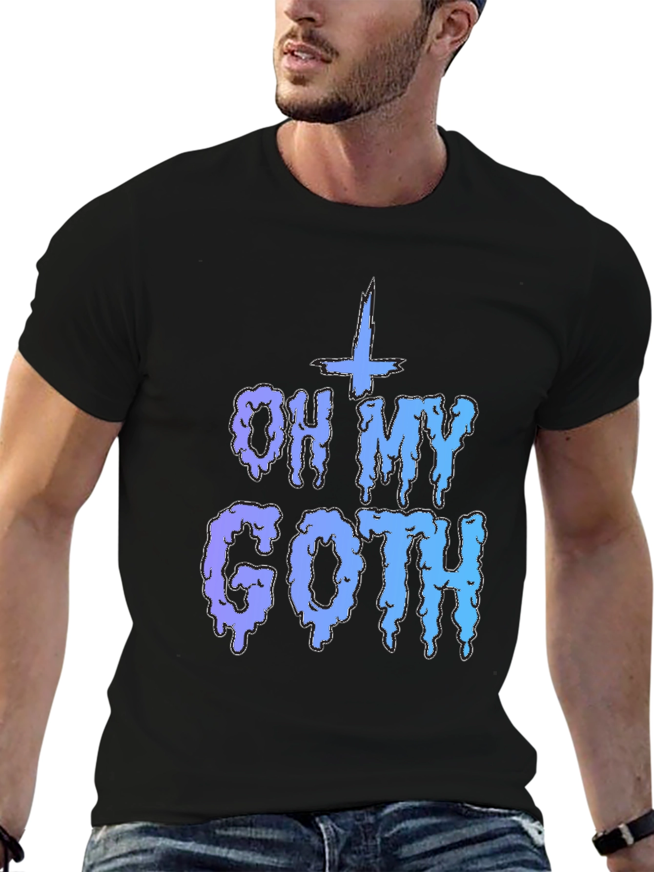 Black Oh My Goth T-Shirt - Black Crew Neck view 6