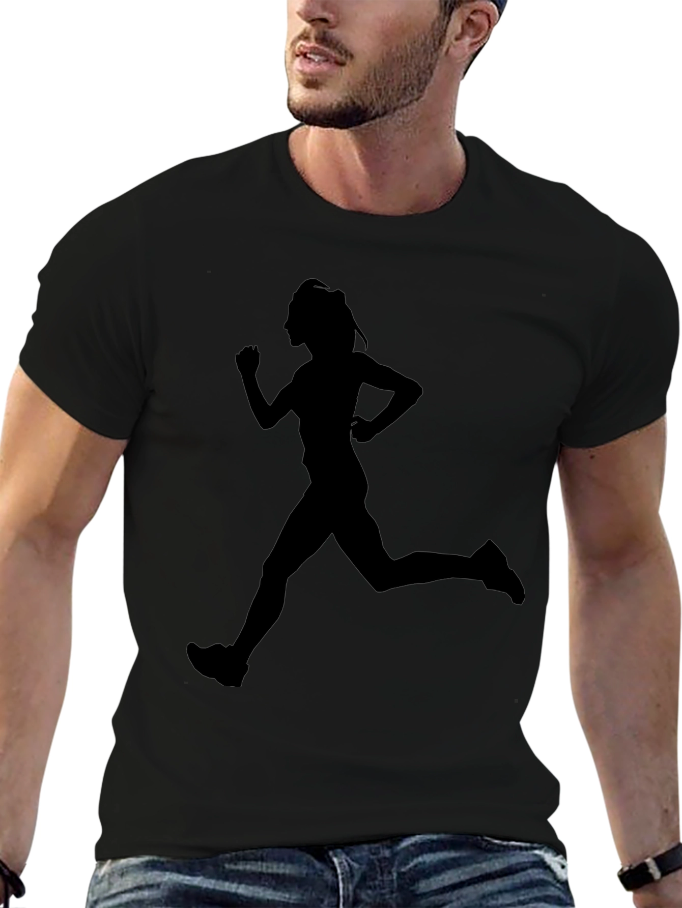 Black Runner Silhouette Black Graphic Tee view 6