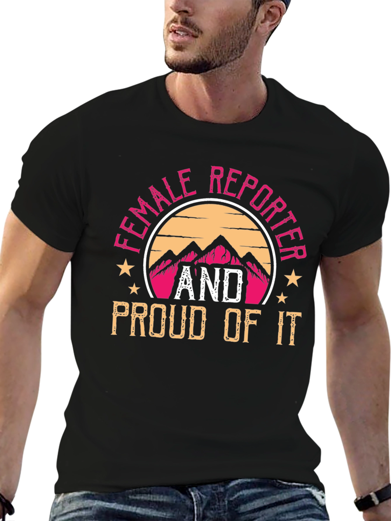 Black Female Reporter Pride T-Shirt view 6