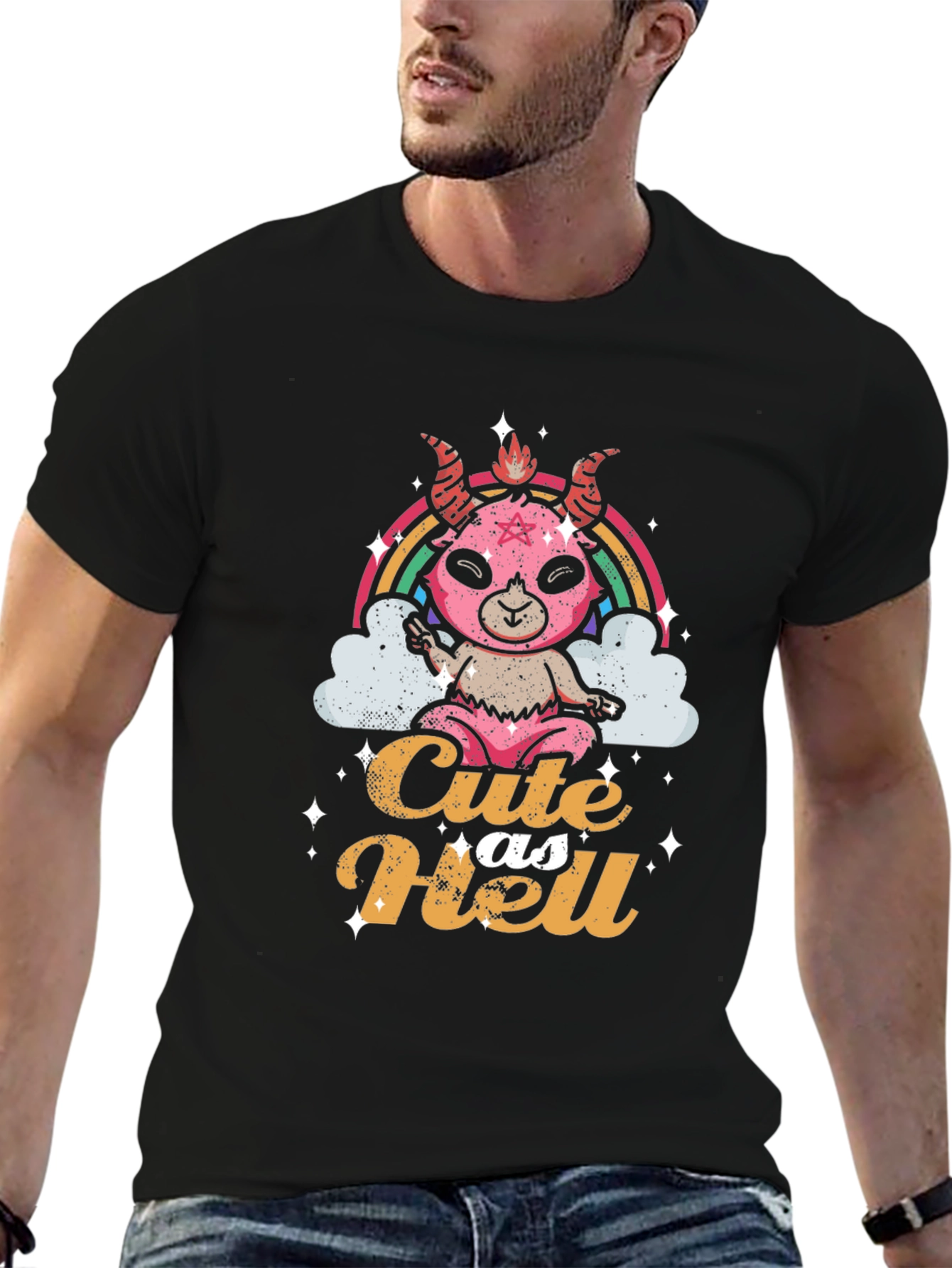 Black Cute as Hell Black T-Shirt view 6