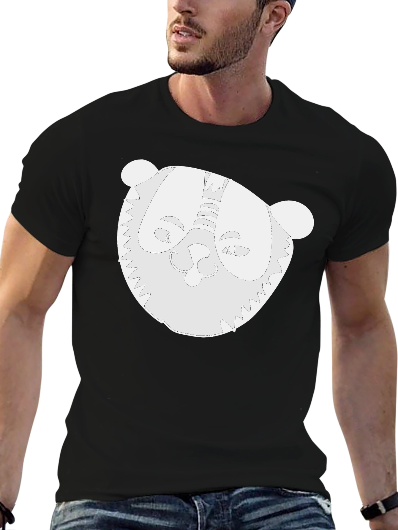 Black Whimsical Panda Graphic Black T-Shirt view 6