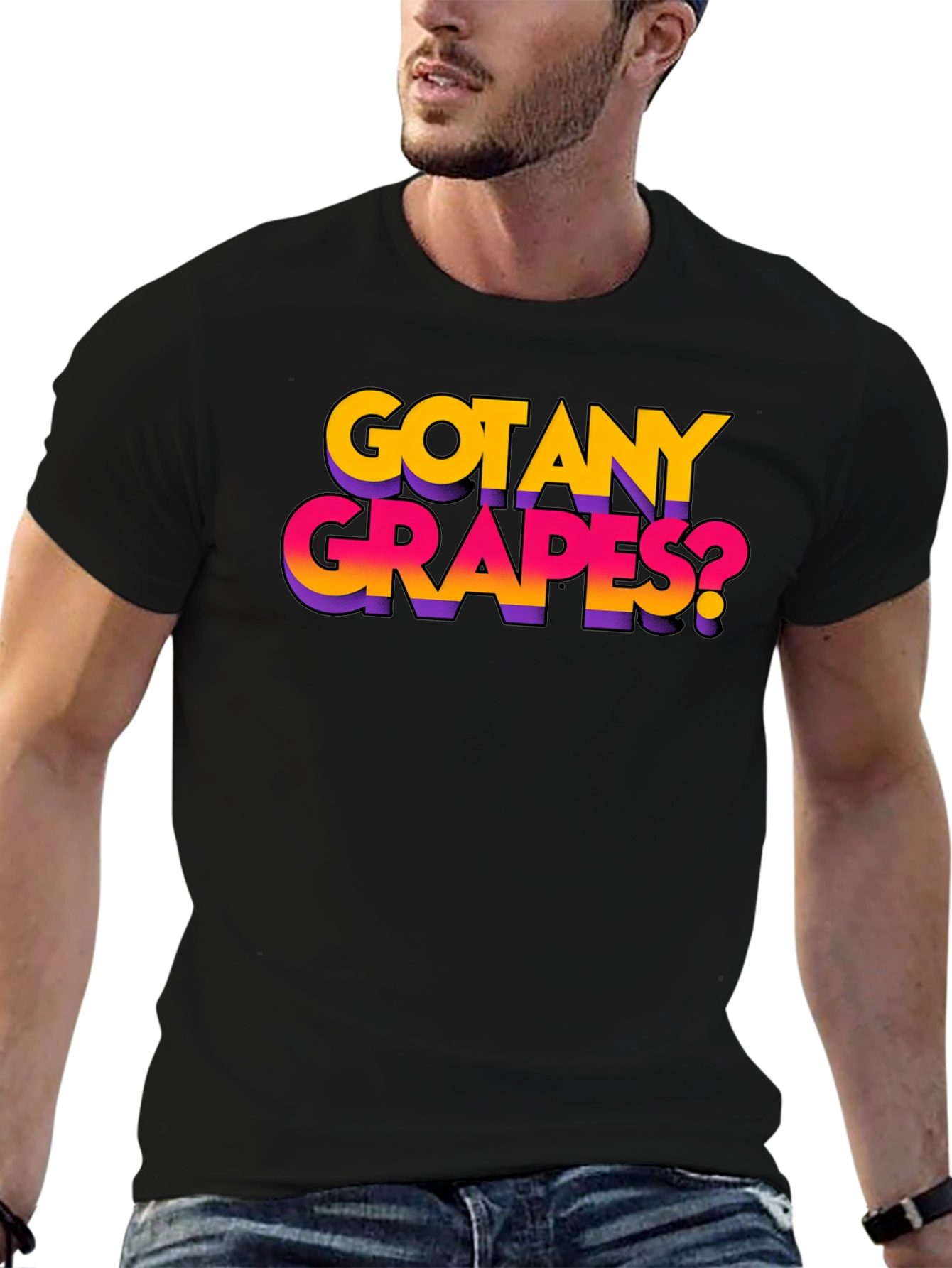 Black Got Any Grapes? Black Graphic T-Shirt view 6
