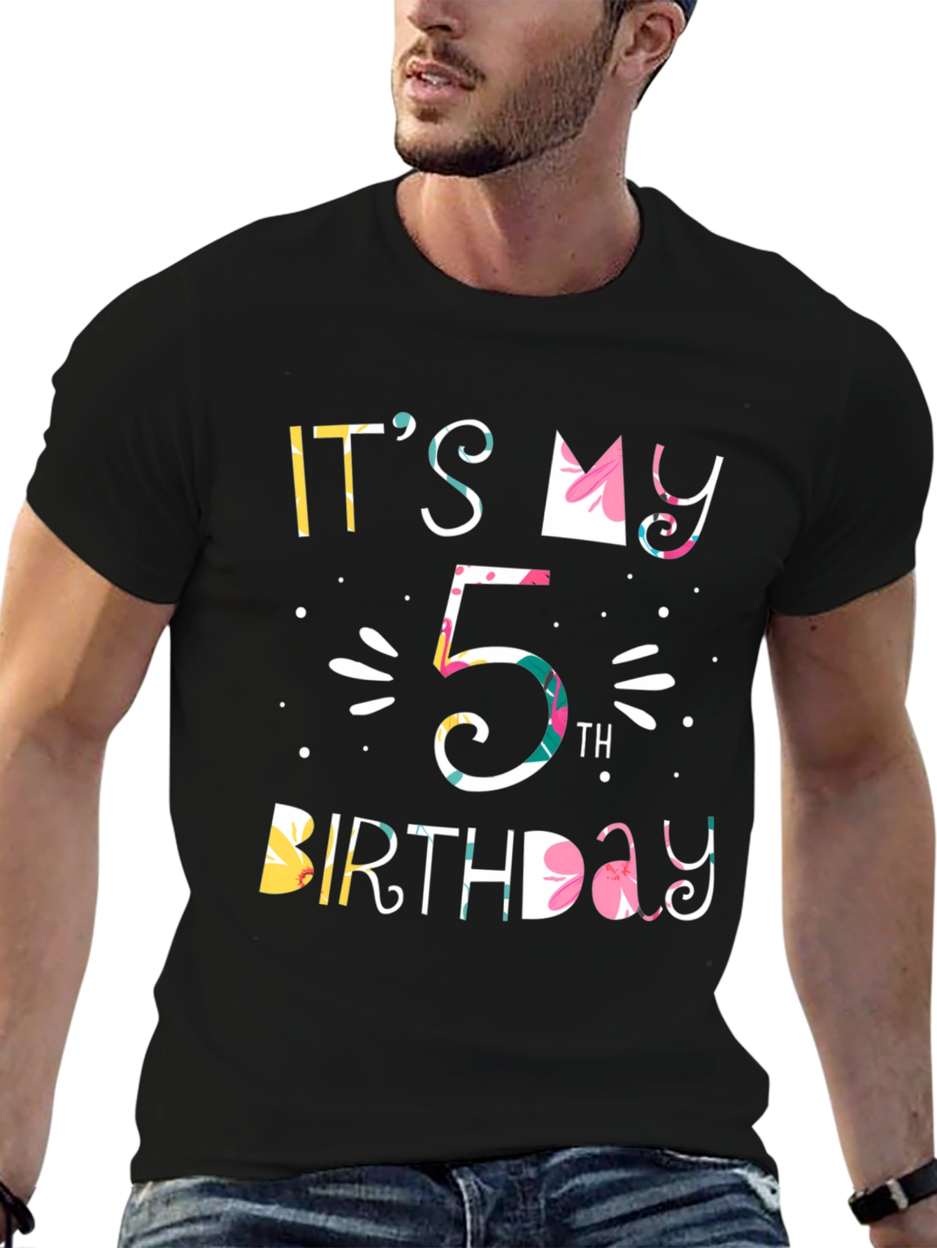 Black It's My 5th Birthday T-Shirt view 6