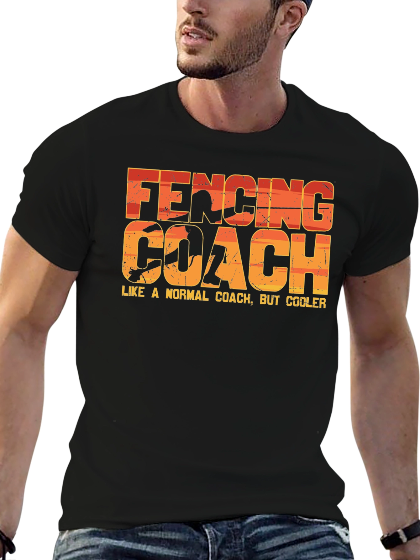 Black Fencing Coach T-Shirt - Like a Normal Coach But Cooler! view 6