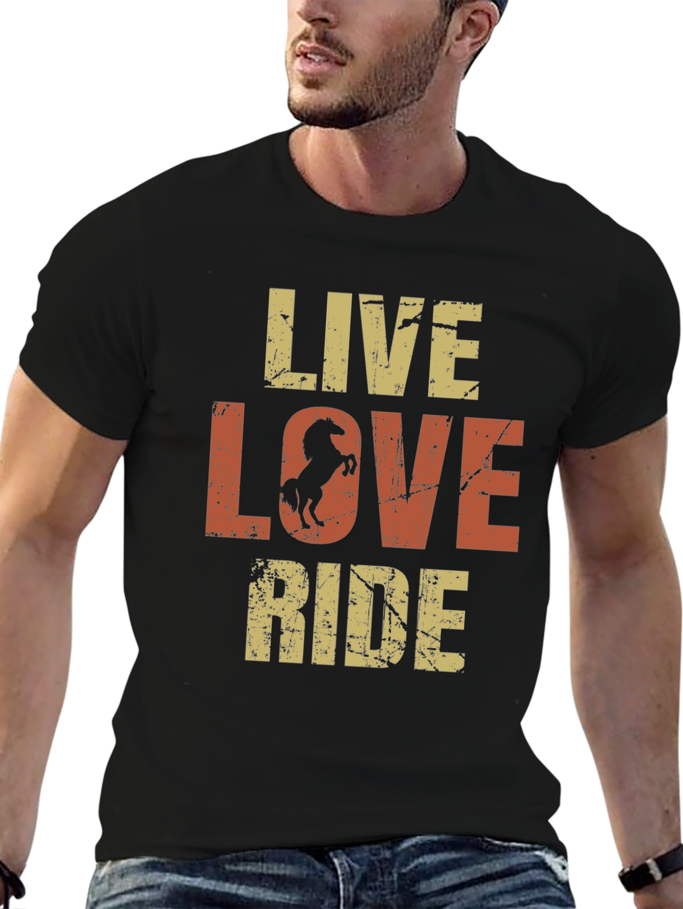 Black Live Love Ride Horse Graphic Tee view 6