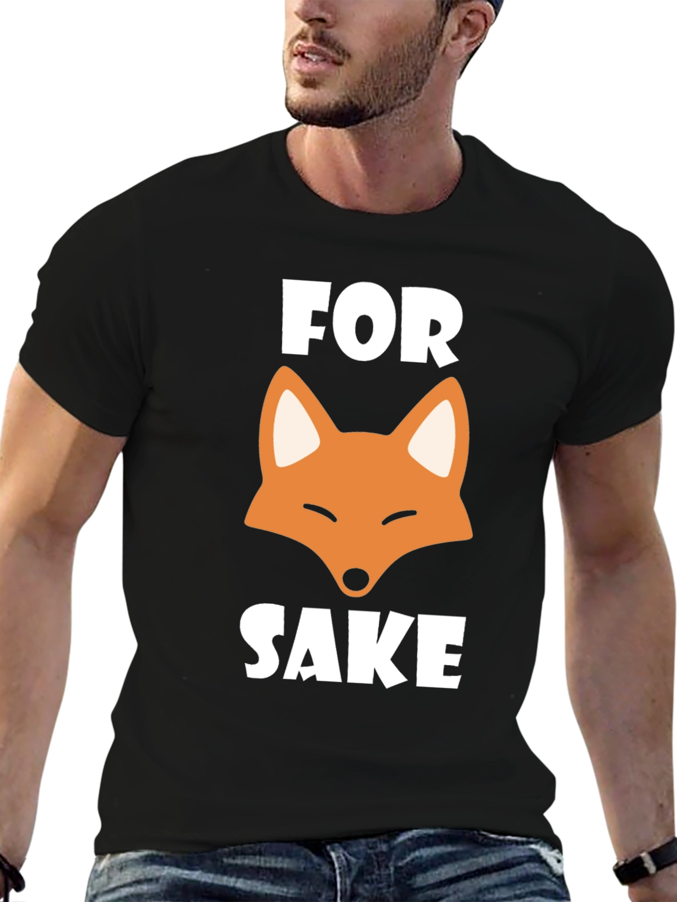 Black For Fox Sake T-Shirt - Funny Graphic Tee view 6