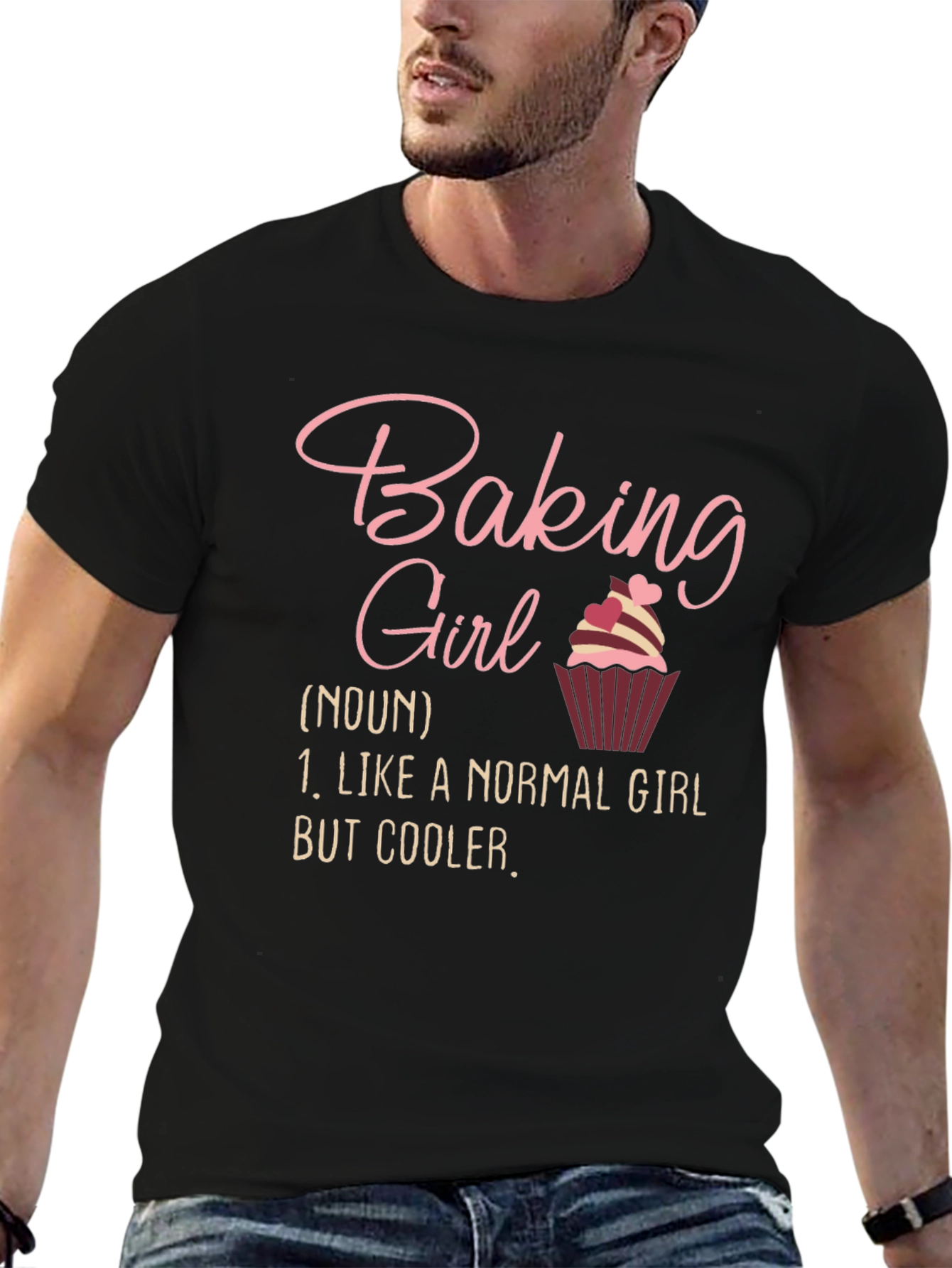 Black Baking Girl T-Shirt - Cool Baker Definition Tee view 6