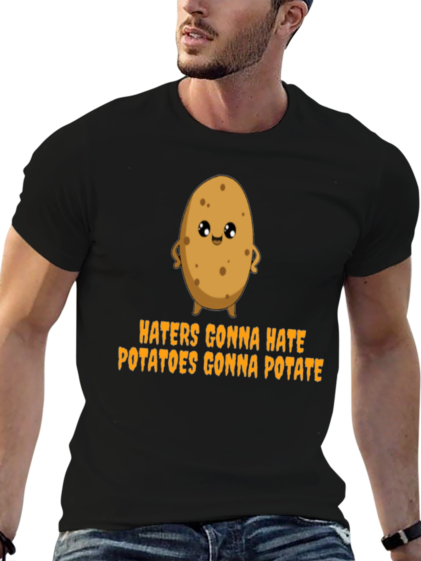 Black Haters Gonna Hate Potatoes Gonna Potate T-Shirt view 6