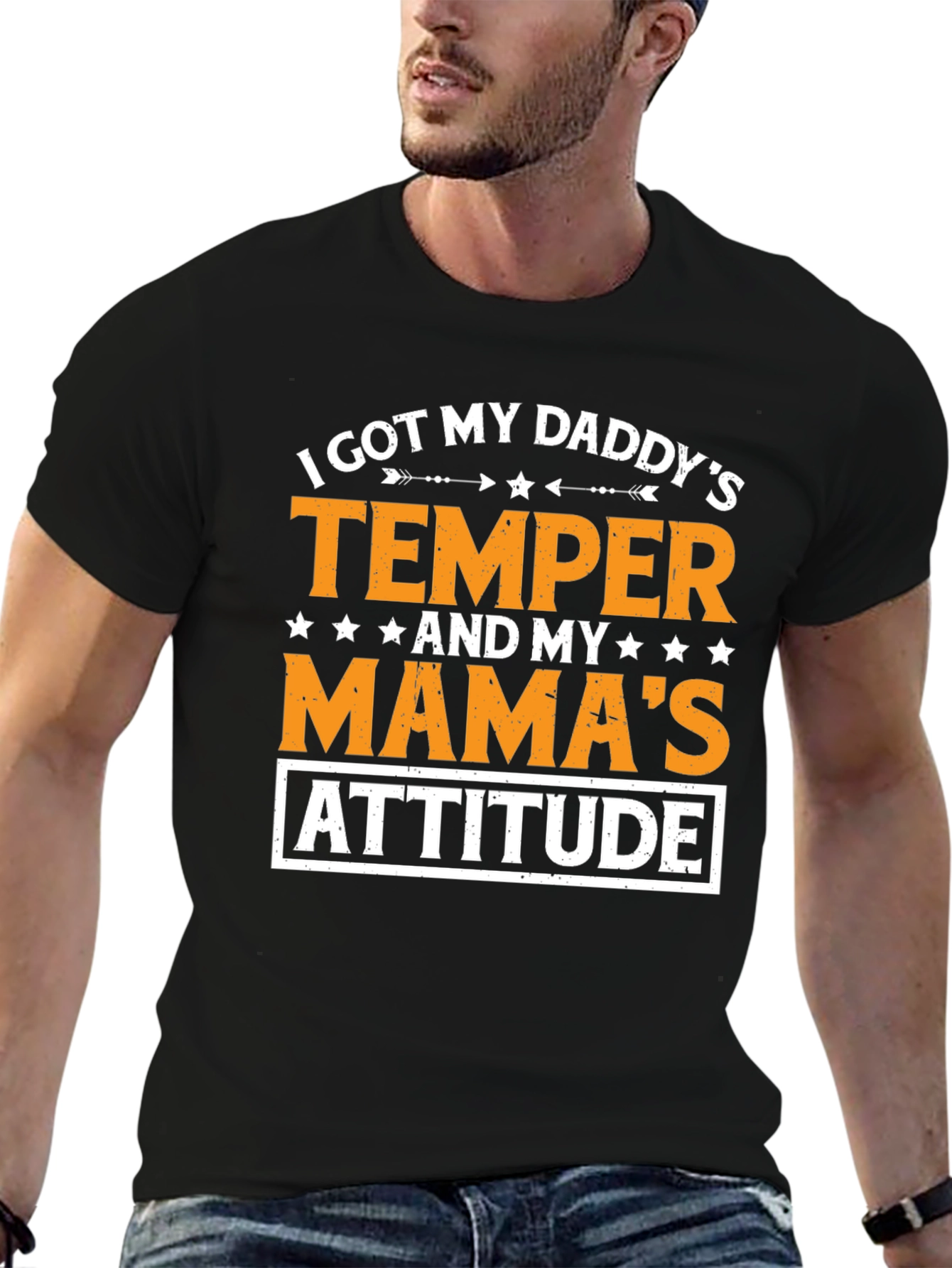 Black Daddy's Temper, Mama's Attitude T-Shirt view 6
