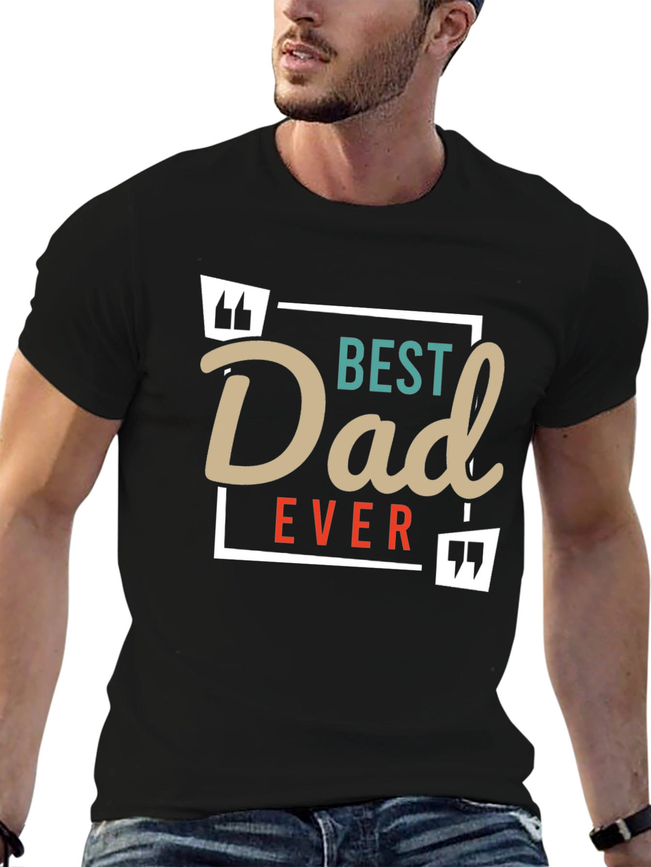 Black Best Dad Ever T-Shirt -  Black Cotton Blend Graphic Tee view 6