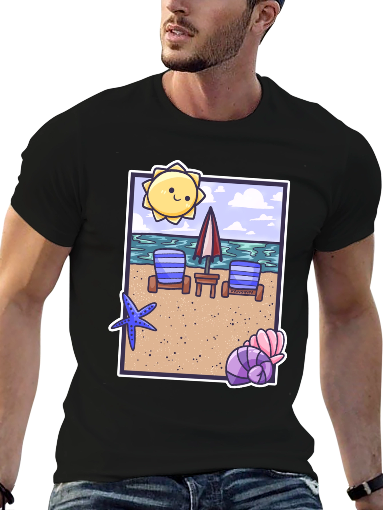 Black Beach Vibes T-Shirt: Summer Holiday Tee view 6
