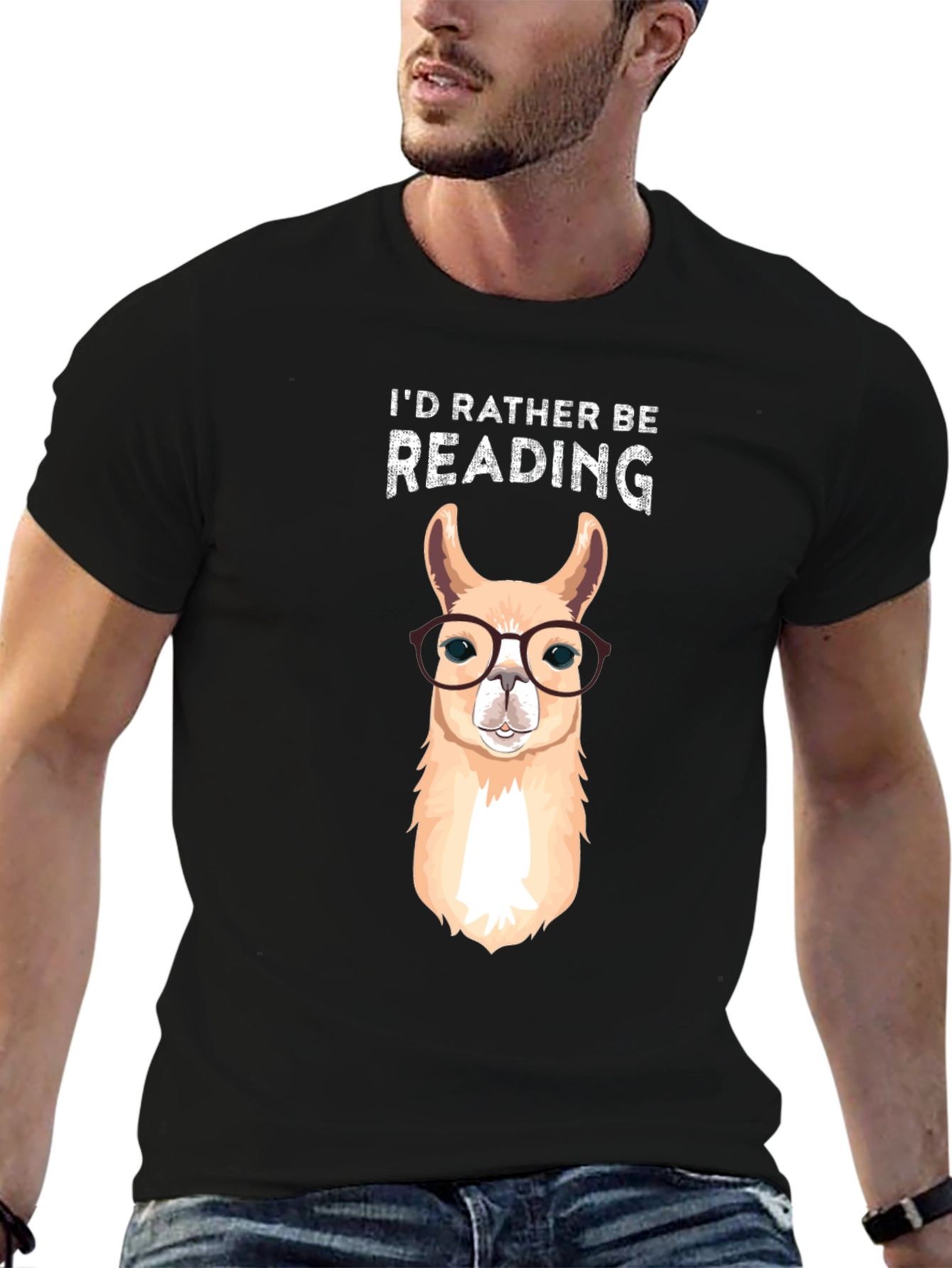 Black Llama Reading T-Shirt - Book Lover Tee view 6