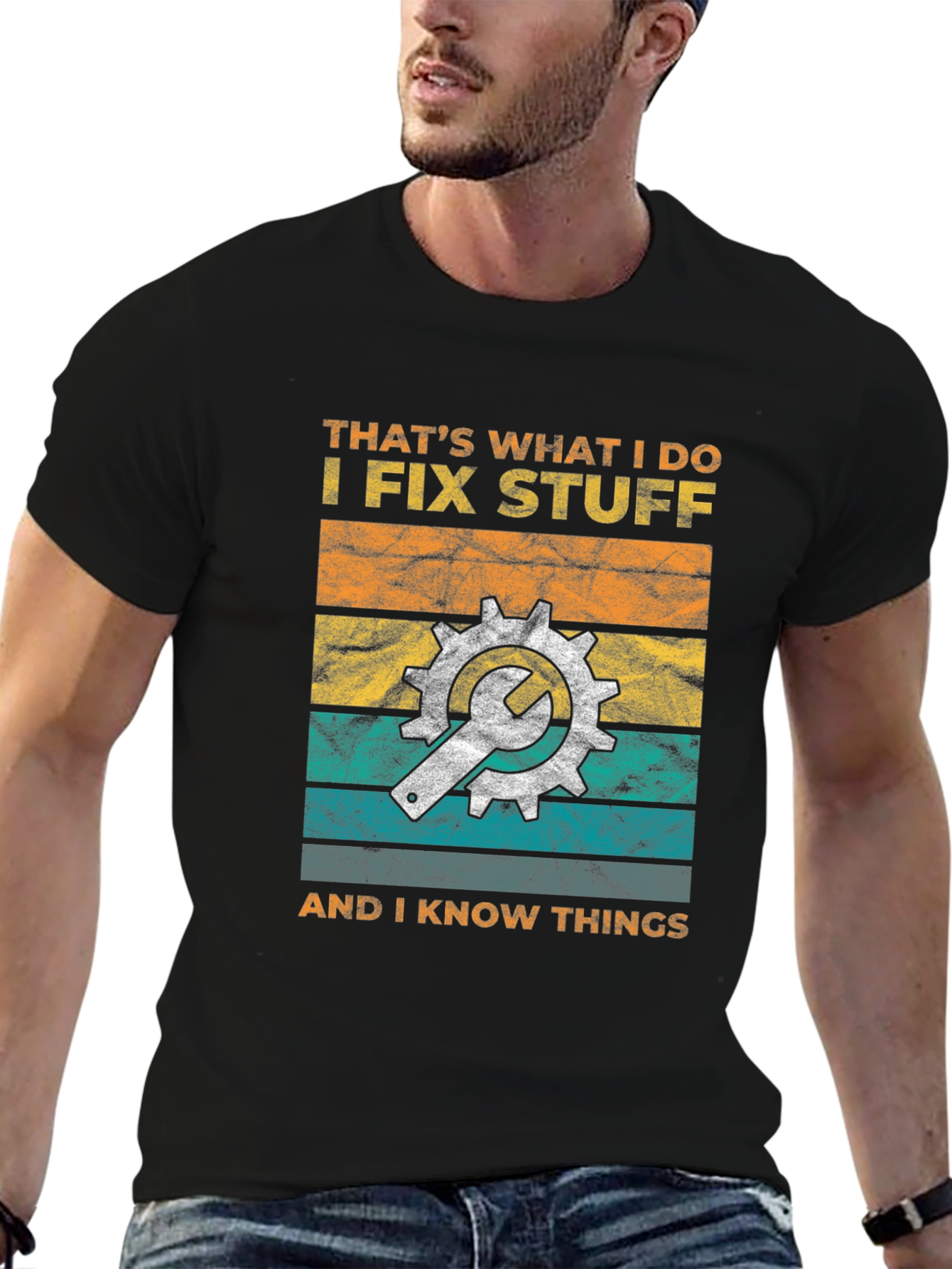 Black I Fix Stuff Graphic T-Shirt - Mechanic Humor Tee view 6