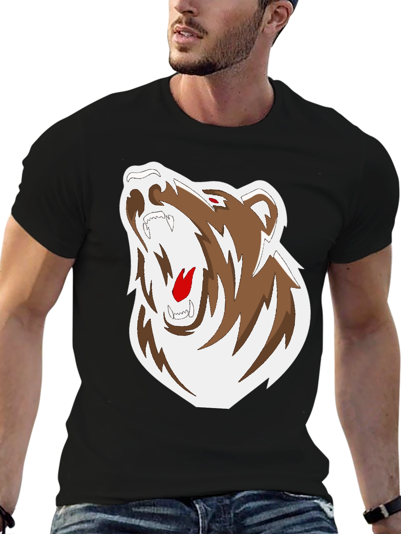 Black Black T-Shirt with Bear Graphic view 6