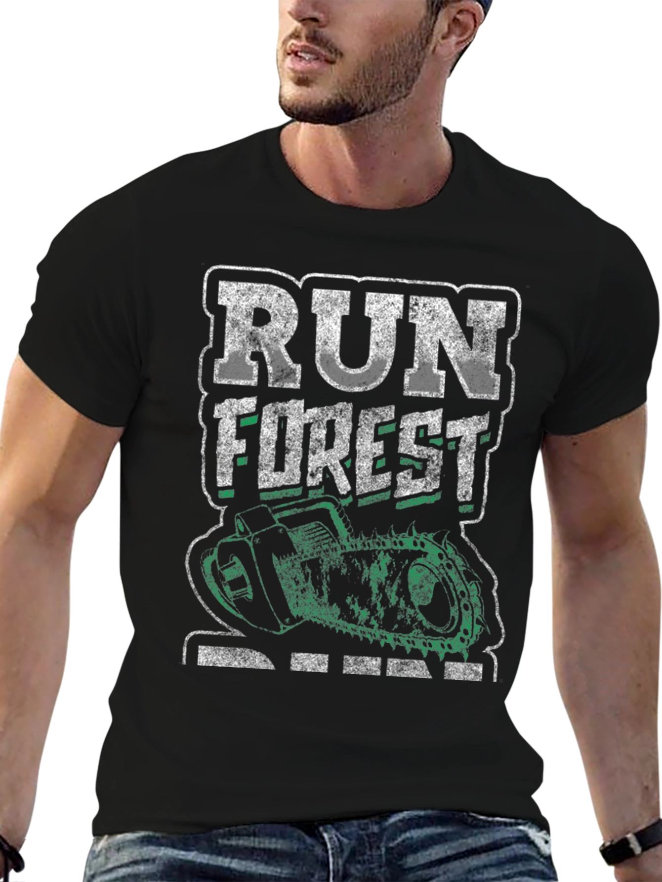 Black Run Forest Run T-Shirt - Unique Novelty Tee view 6