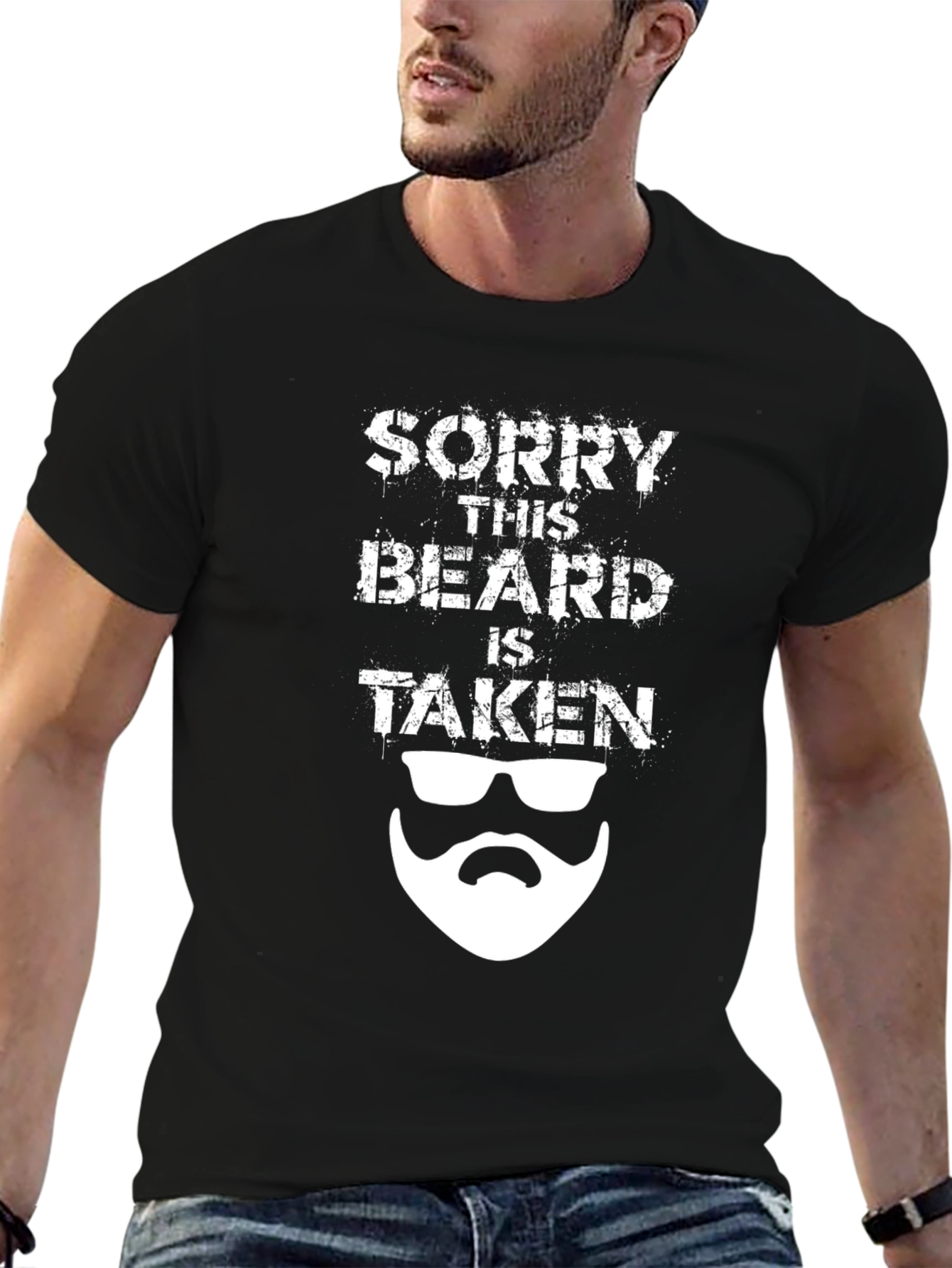 Black Funny Beard Taken T-Shirt - Novelty Graphic Tee view 6
