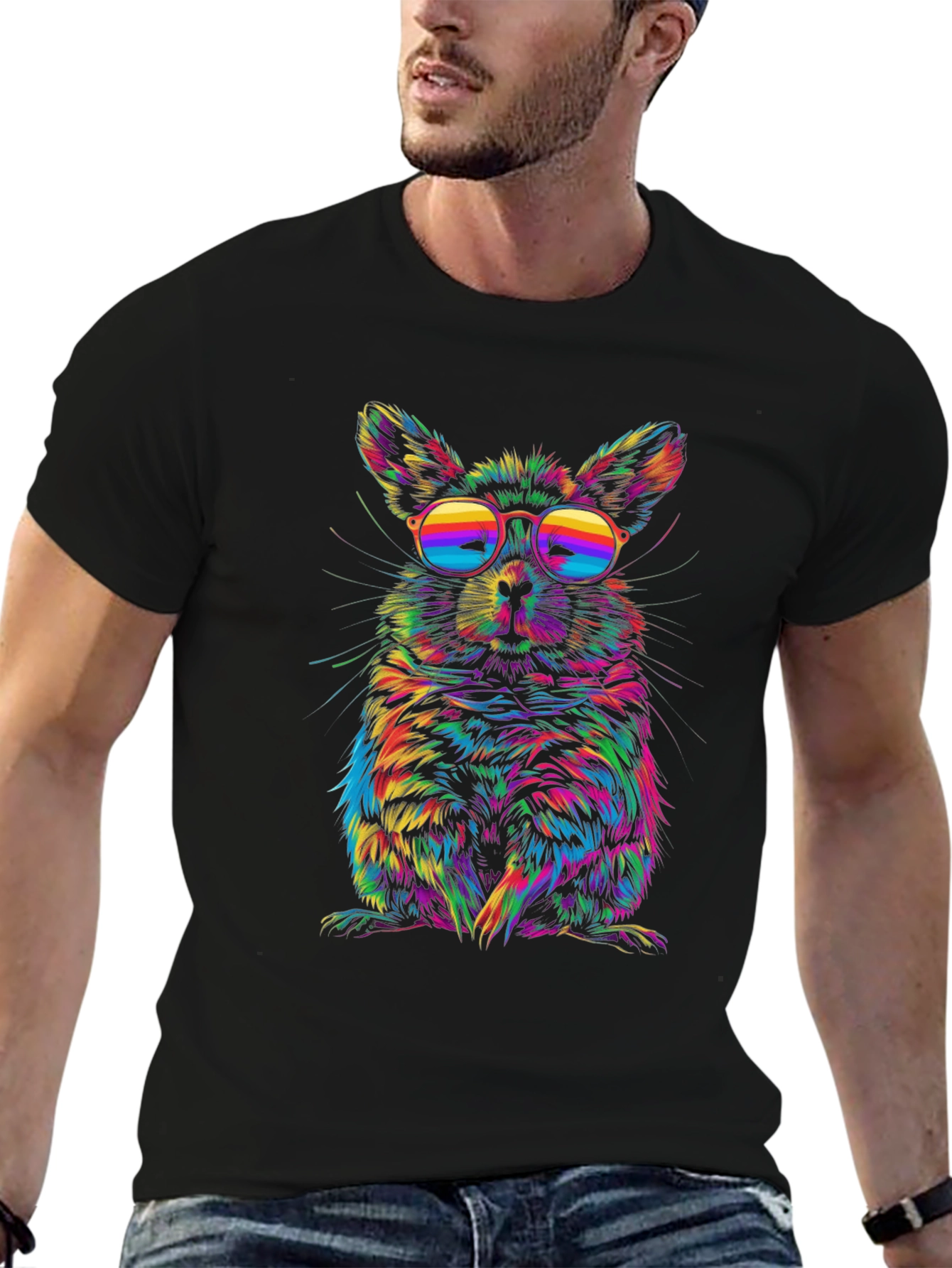 Black Cool Chinchilla Rainbow T-Shirt view 6
