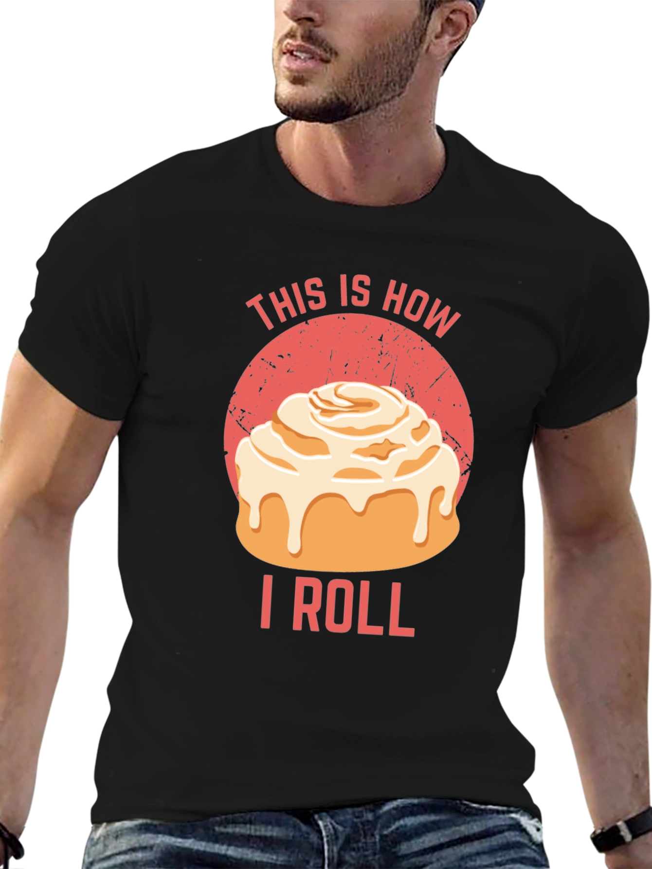 Black This Is How I Roll Cinnamon Roll T-Shirt view 6