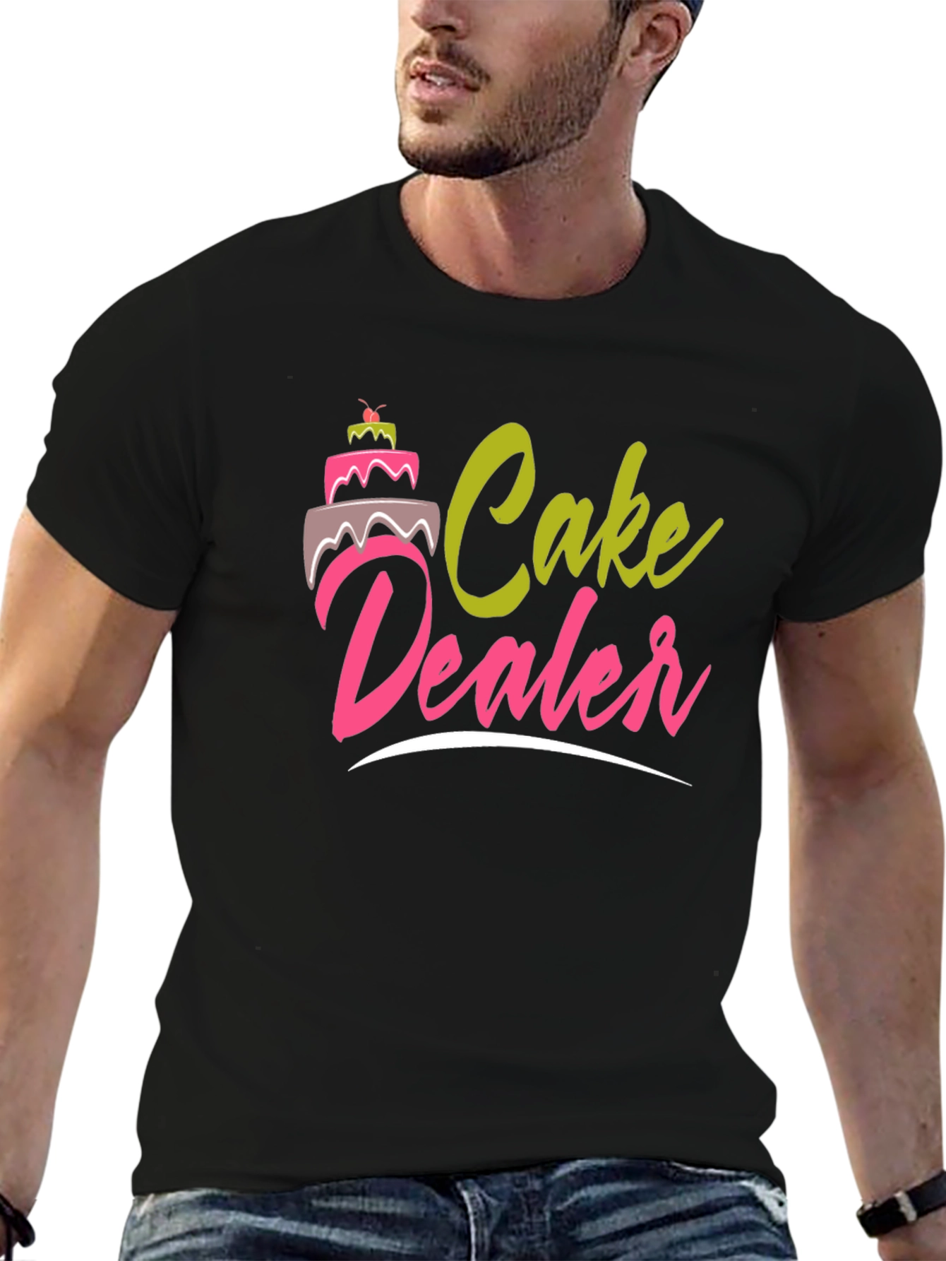 Black Cake Dealer Graphic T-Shirt - Funny Baker Tee view 6