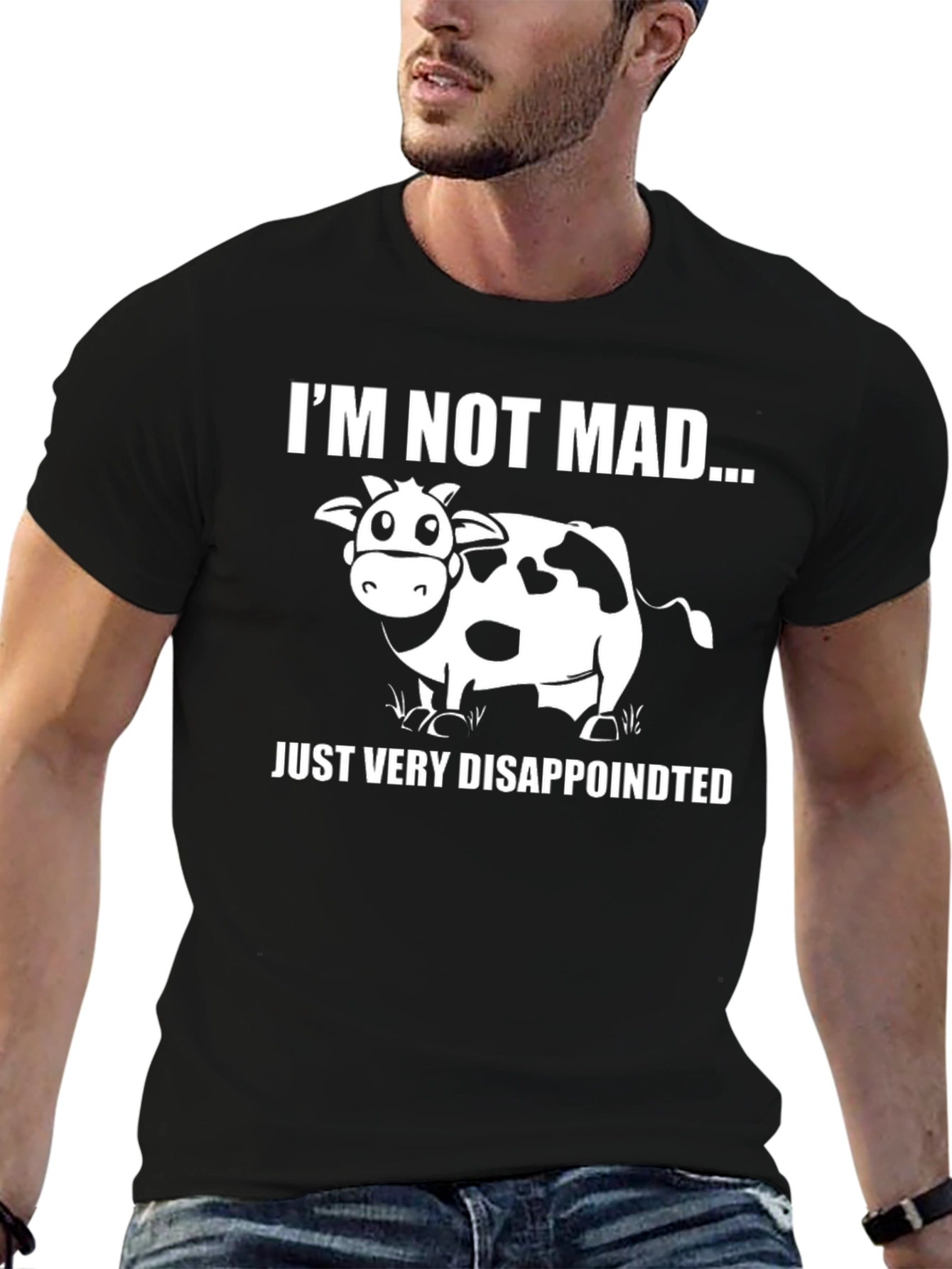 Black Funny Cow 'I'm Not Mad' Graphic T-Shirt view 6