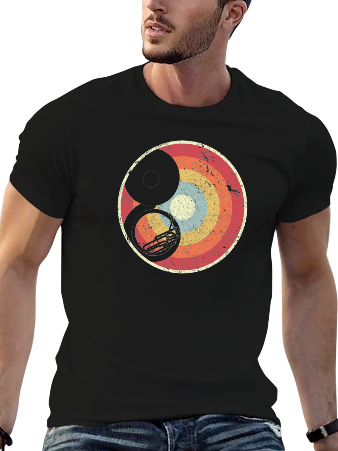 Black Retro Tuba Eclipse Graphic Tee view 6