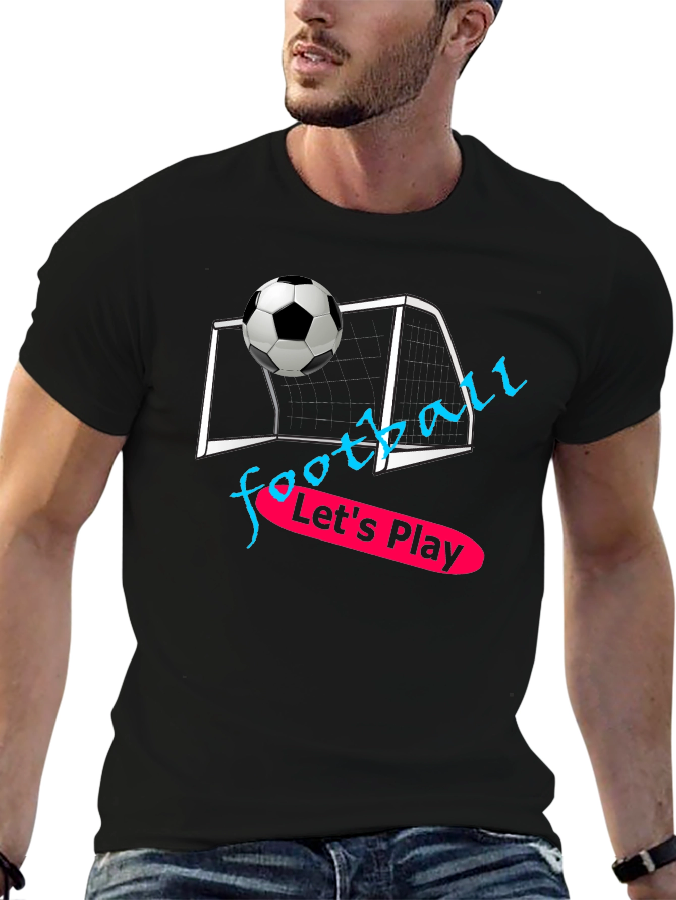 Black Football Graphic T-Shirt - Let's Play! view 6