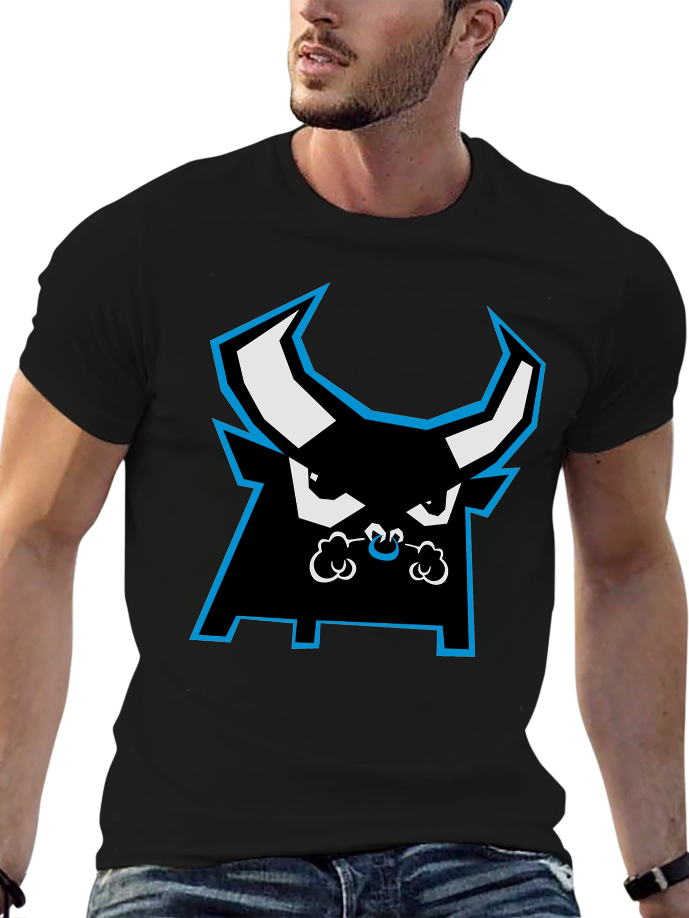 Black Bold Bull Graphic Tee - Black Cotton Casual Wear view 6