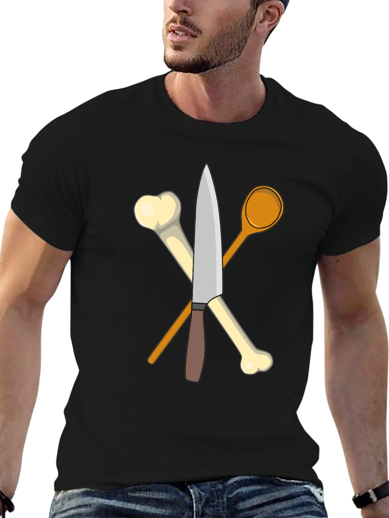 Black Culinary Bones T-Shirt - Kitchen Humor Apparel view 6