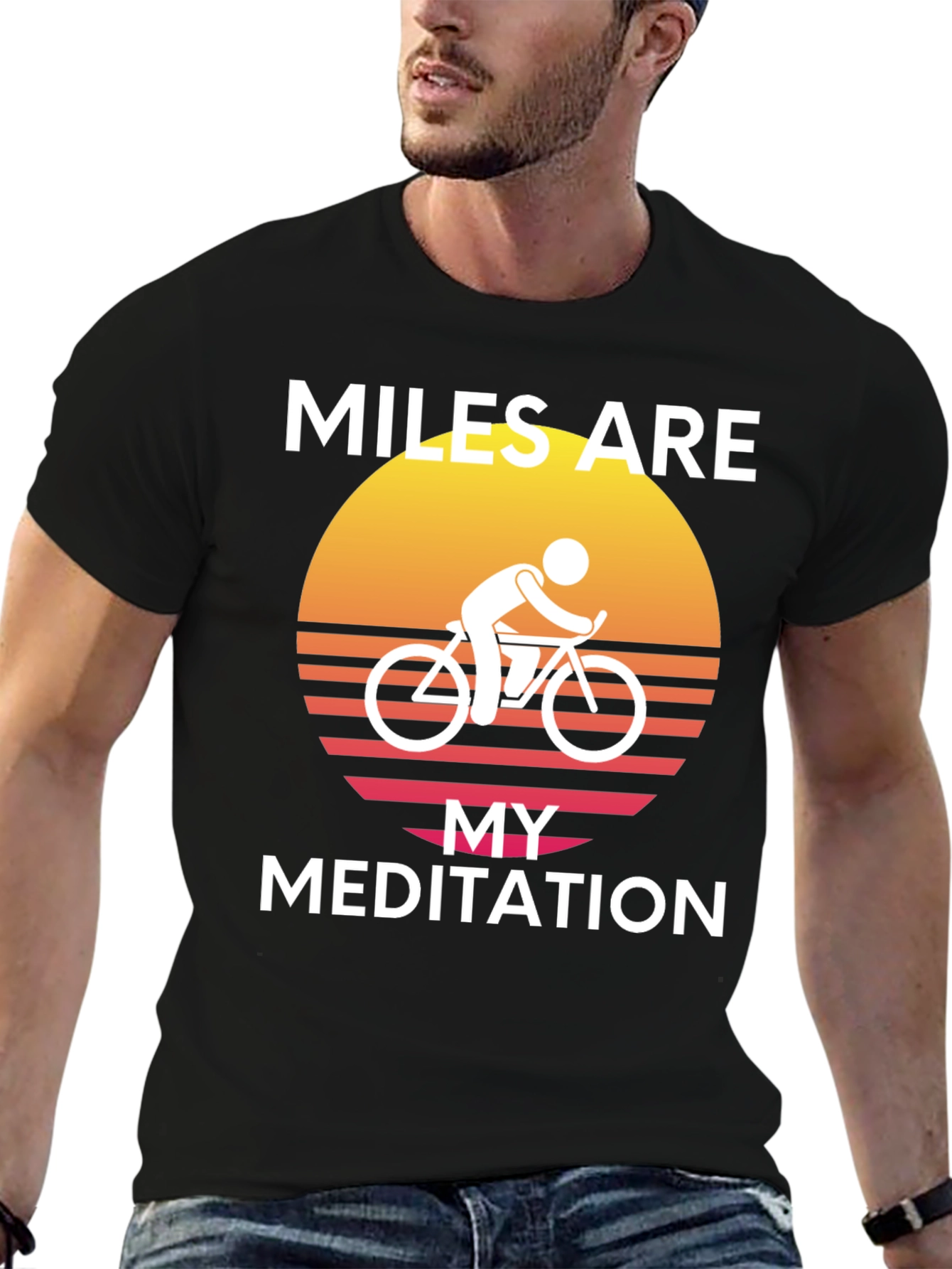 Black Miles Are My Meditation Graphic T-Shirt - Cycling view 6