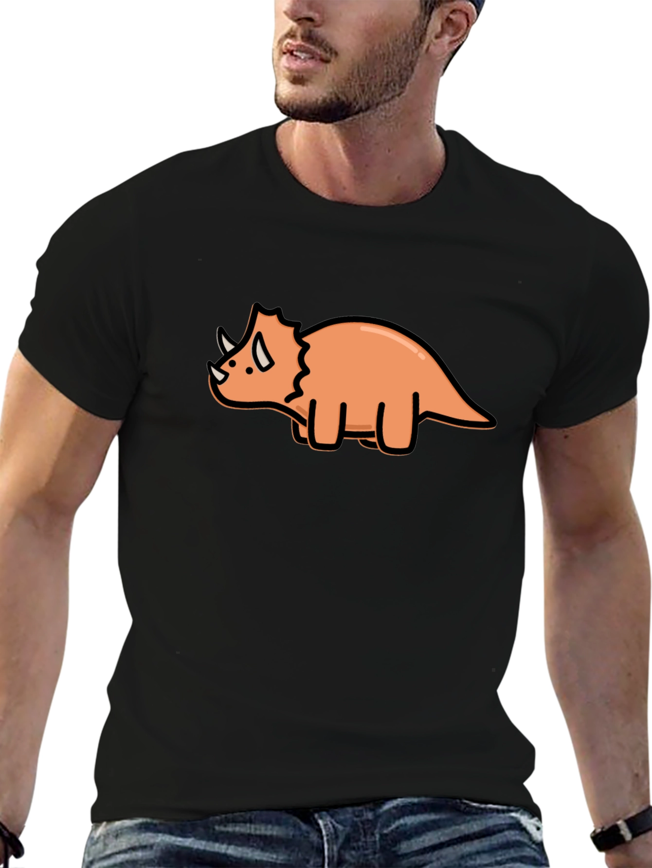 Black Triceratops Graphic Tee - Black Cotton Comfort view 6