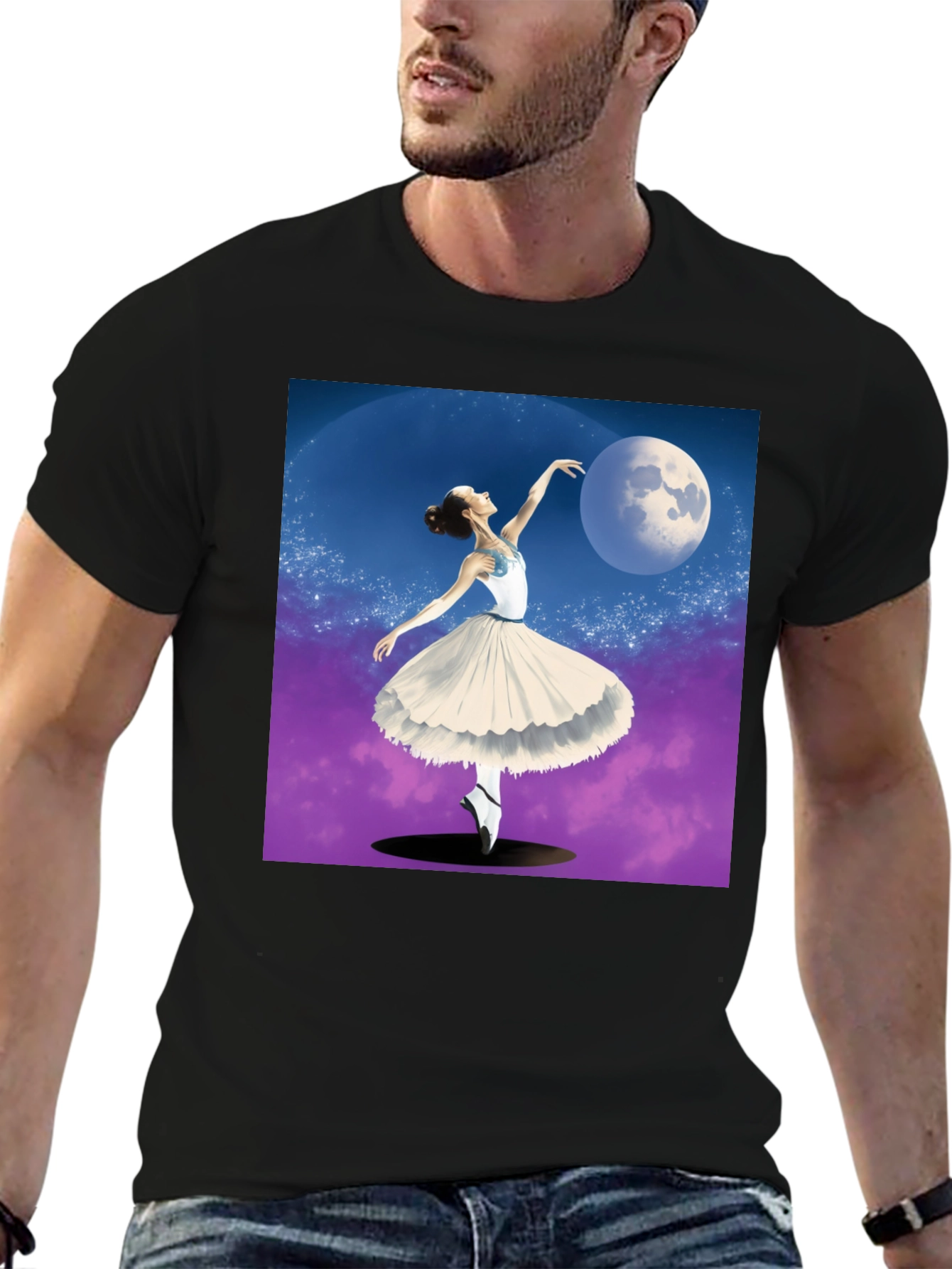 Black Ballerina Moon Dance Graphic Tee - Black view 6