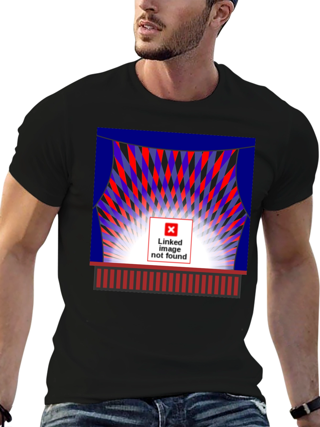 Black Abstract Graphic Tee - Stage Light Design view 6