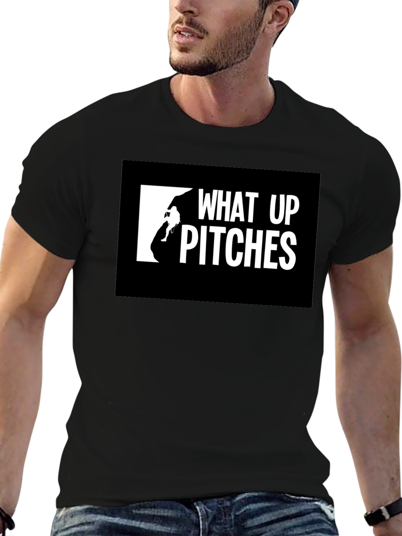 Black What Up Pitches Black Graphic Tee view 6