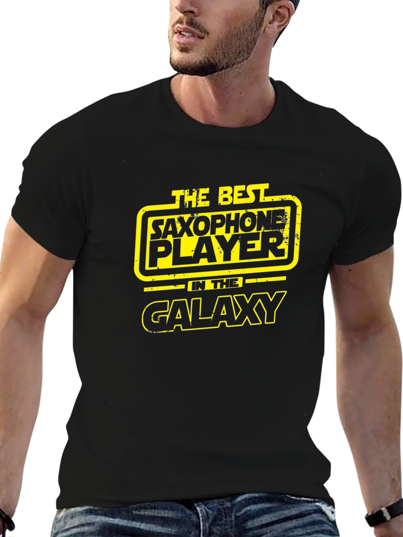 Black Best Saxophone Player Galaxy T-Shirt - Black view 6