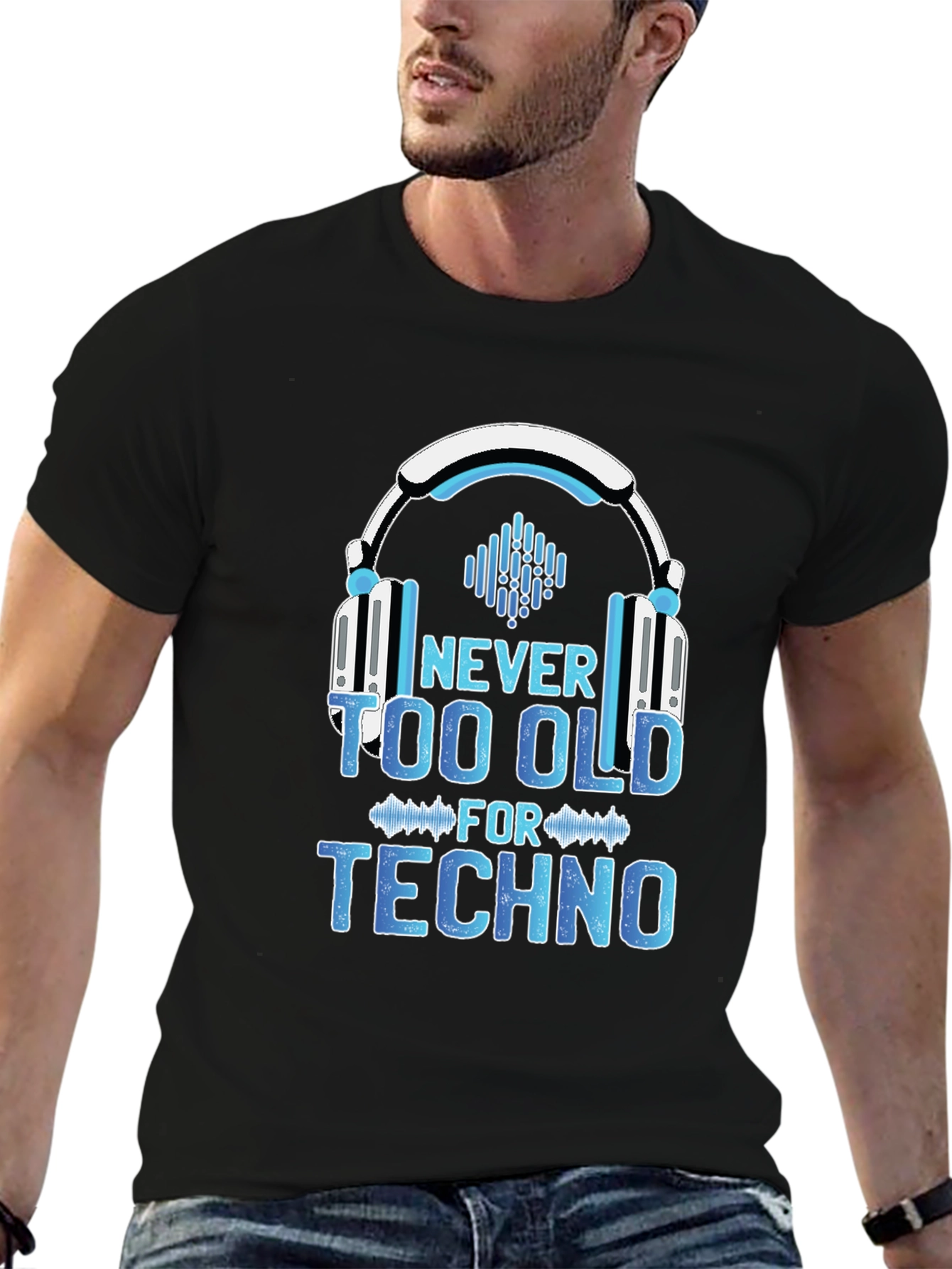 Black Never Too Old for Techno T-Shirt view 6