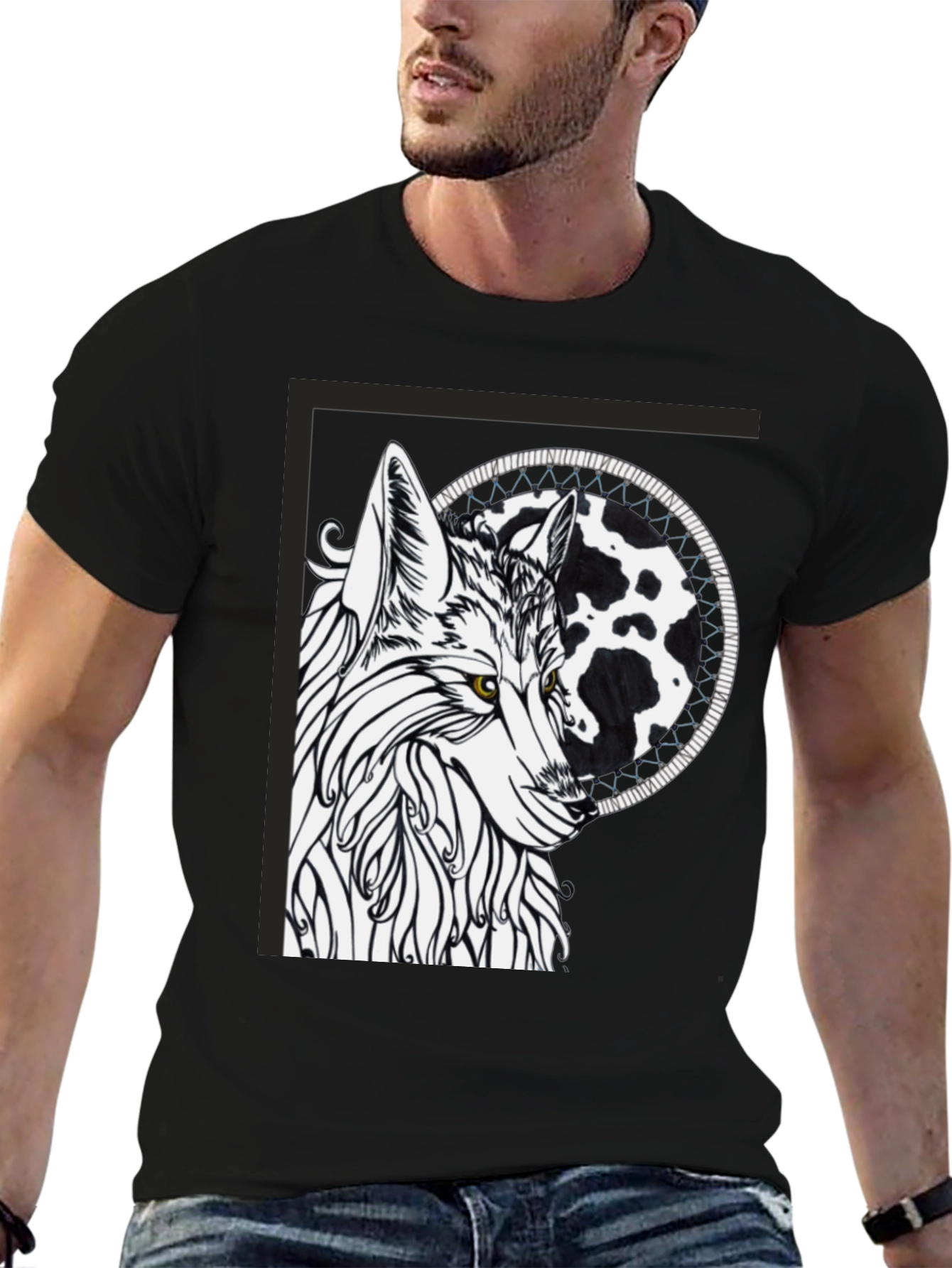 Black Wolf Graphic Tee - Black Cotton Blend view 6
