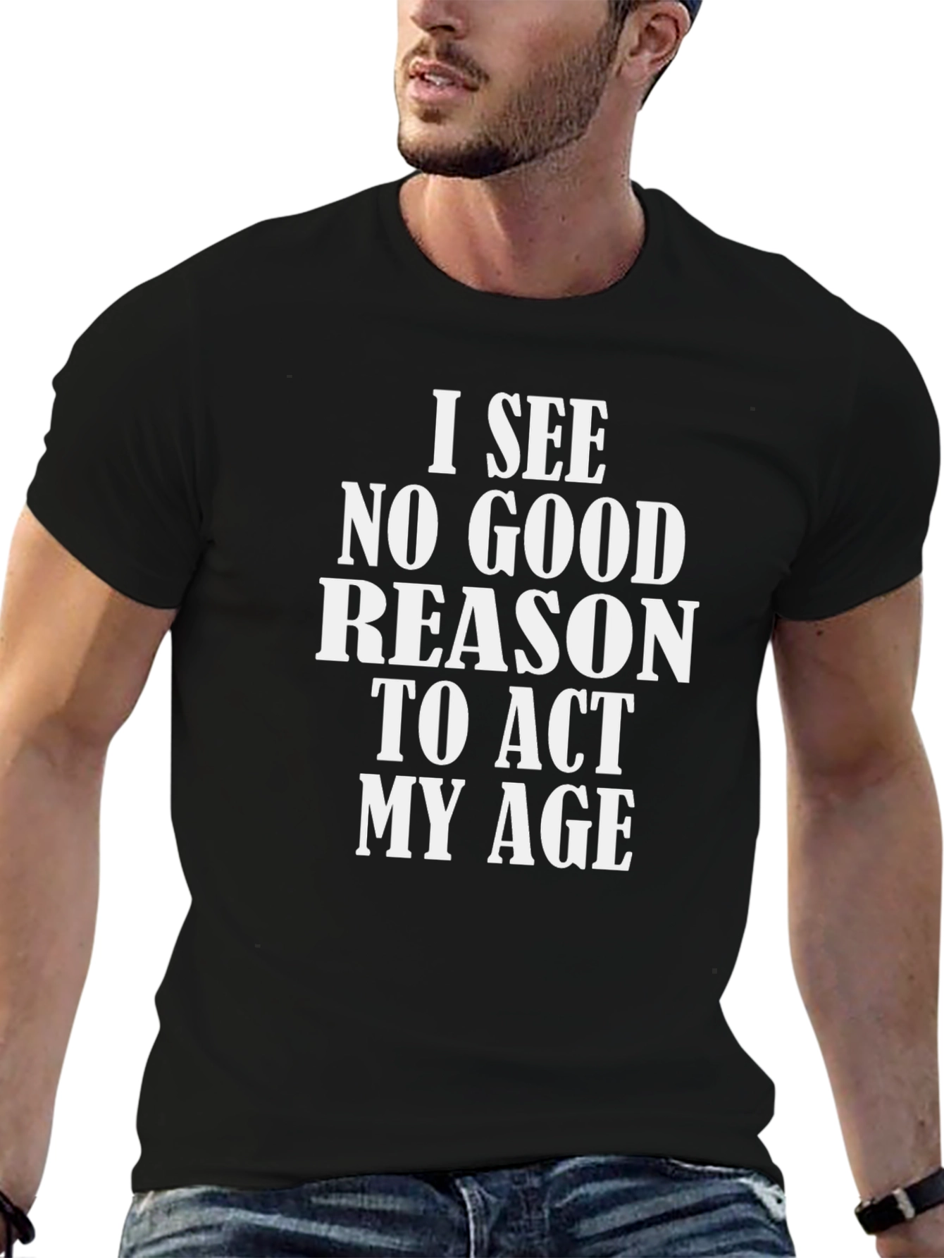 Black Funny "Act My Age" Black Graphic Tee view 6