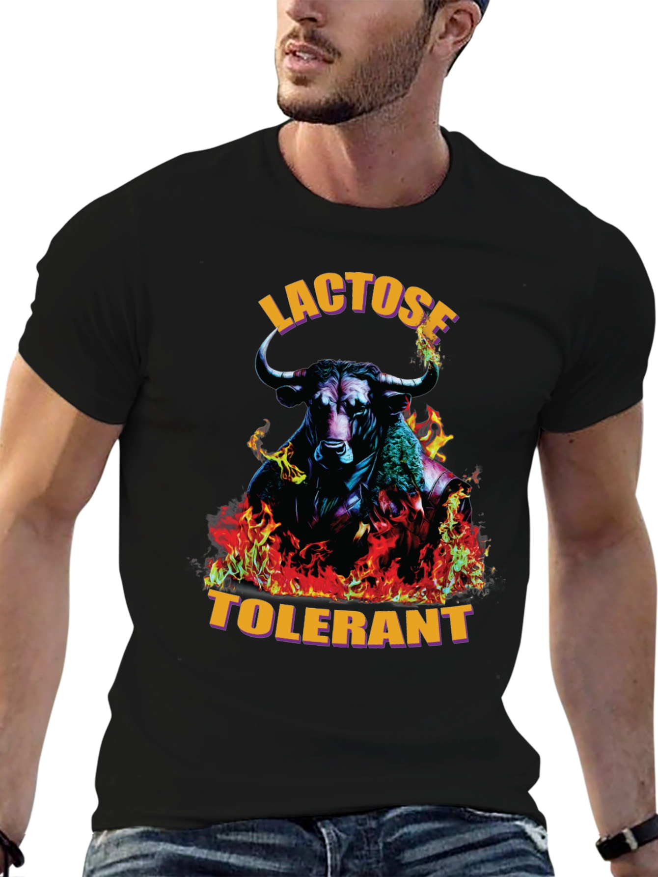 Black Lactose Tolerant Bull Graphic Tee view 6